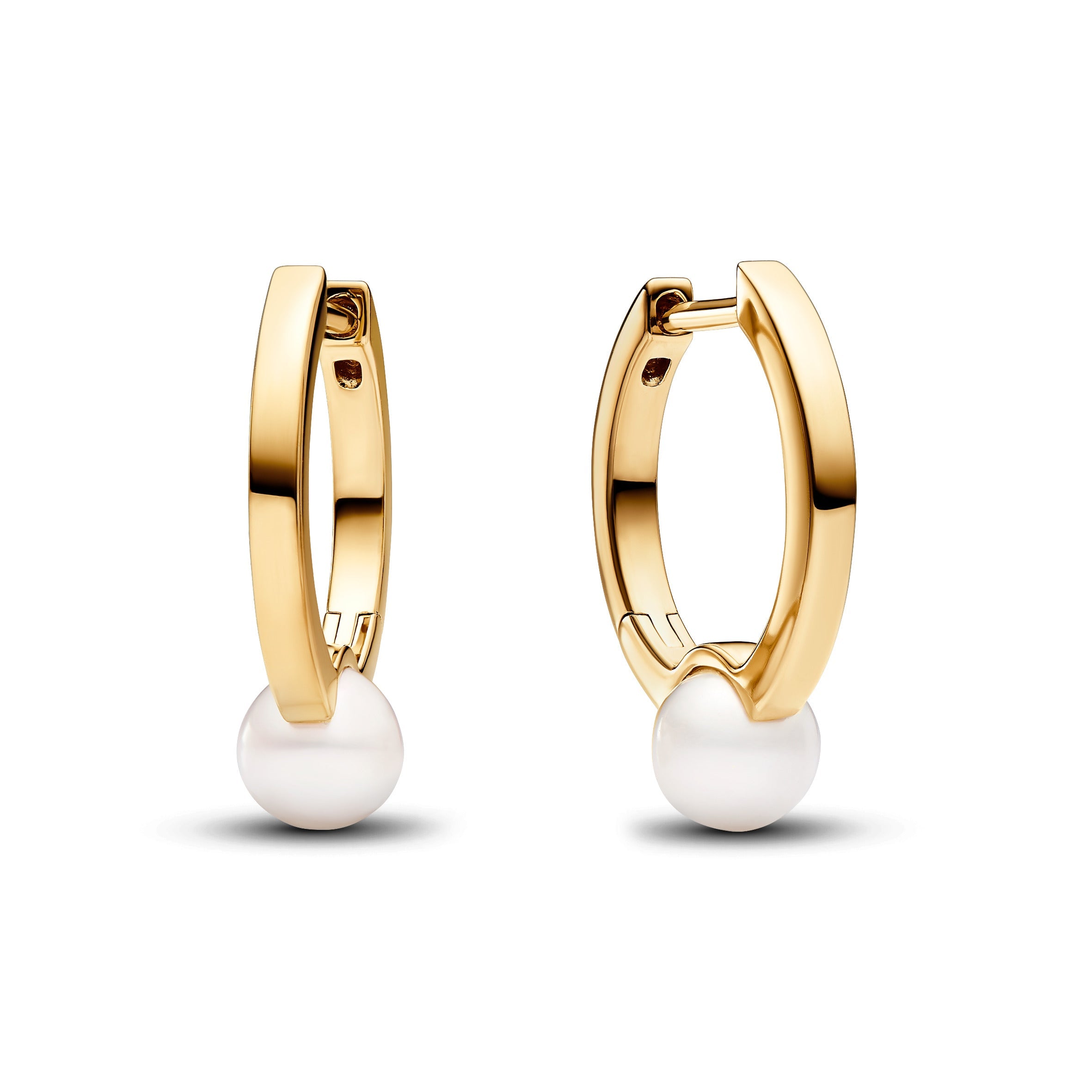 PANDORA Treated Freshwater Cultured Pearl Hoop Earrings 14K Gold Plated Unique Metal Blend Statement Ring Jewelry Gift