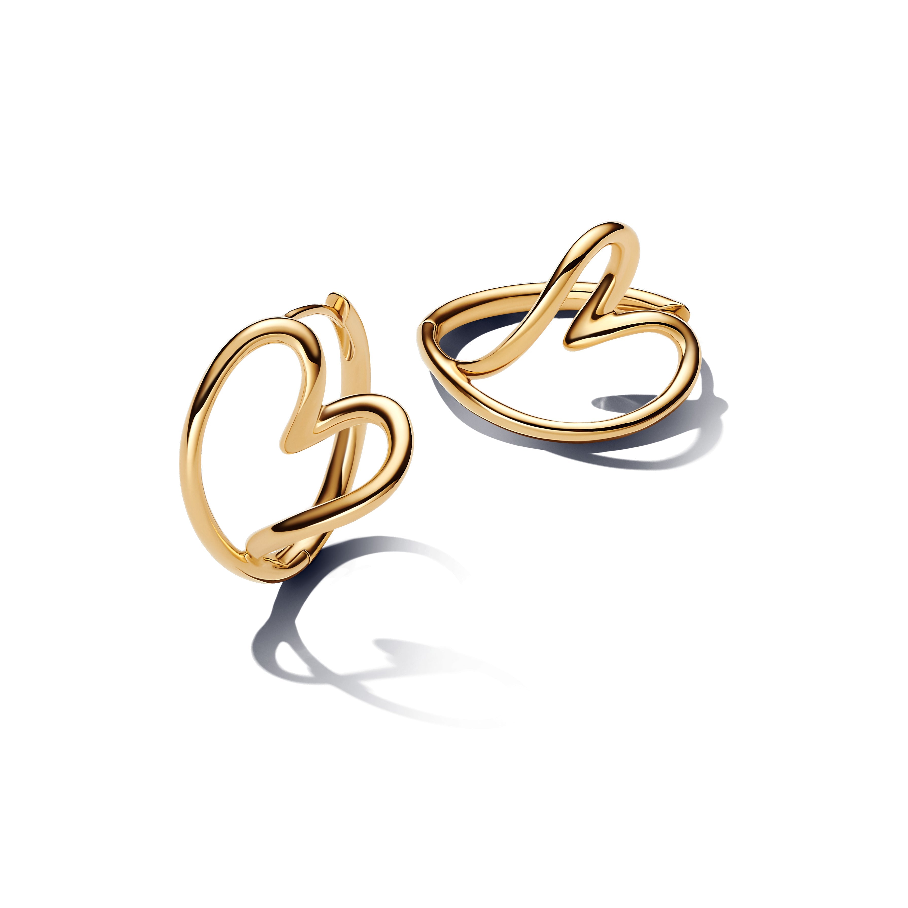 PANDORA Organically Shaped Heart Hoop Earrings 14K Gold Plated Unique Metal Blend Be Love Statement Ring Jewelry Gift