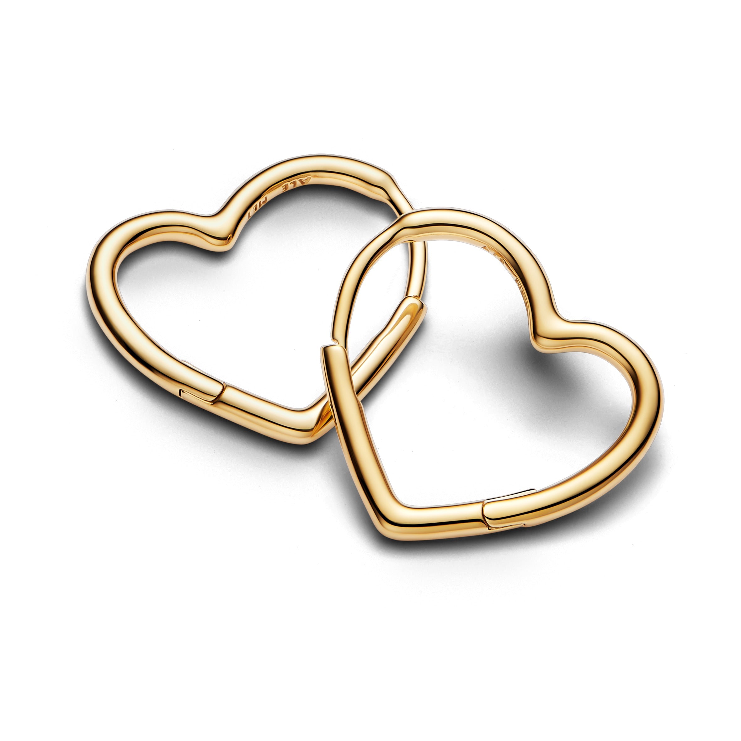 PANDORA Asymmetrical Heart Hoop Earrings 14K Gold Plated Unique Metal Blend Be Love Statement Ring Jewelry Gift