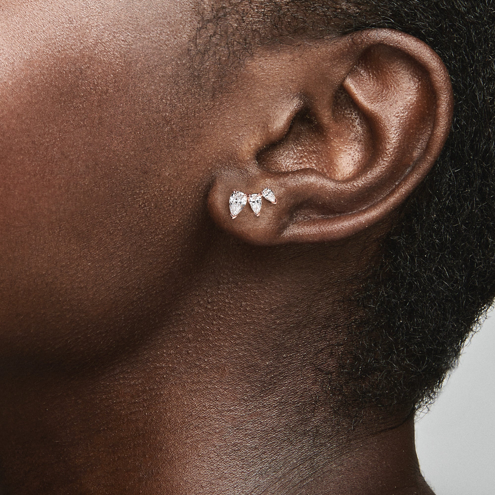 PANDORA Sparkling Pear Stud Earrings 14K Rose Gold Plated Unique Metal Blend Statement Ring Jewelry Gift