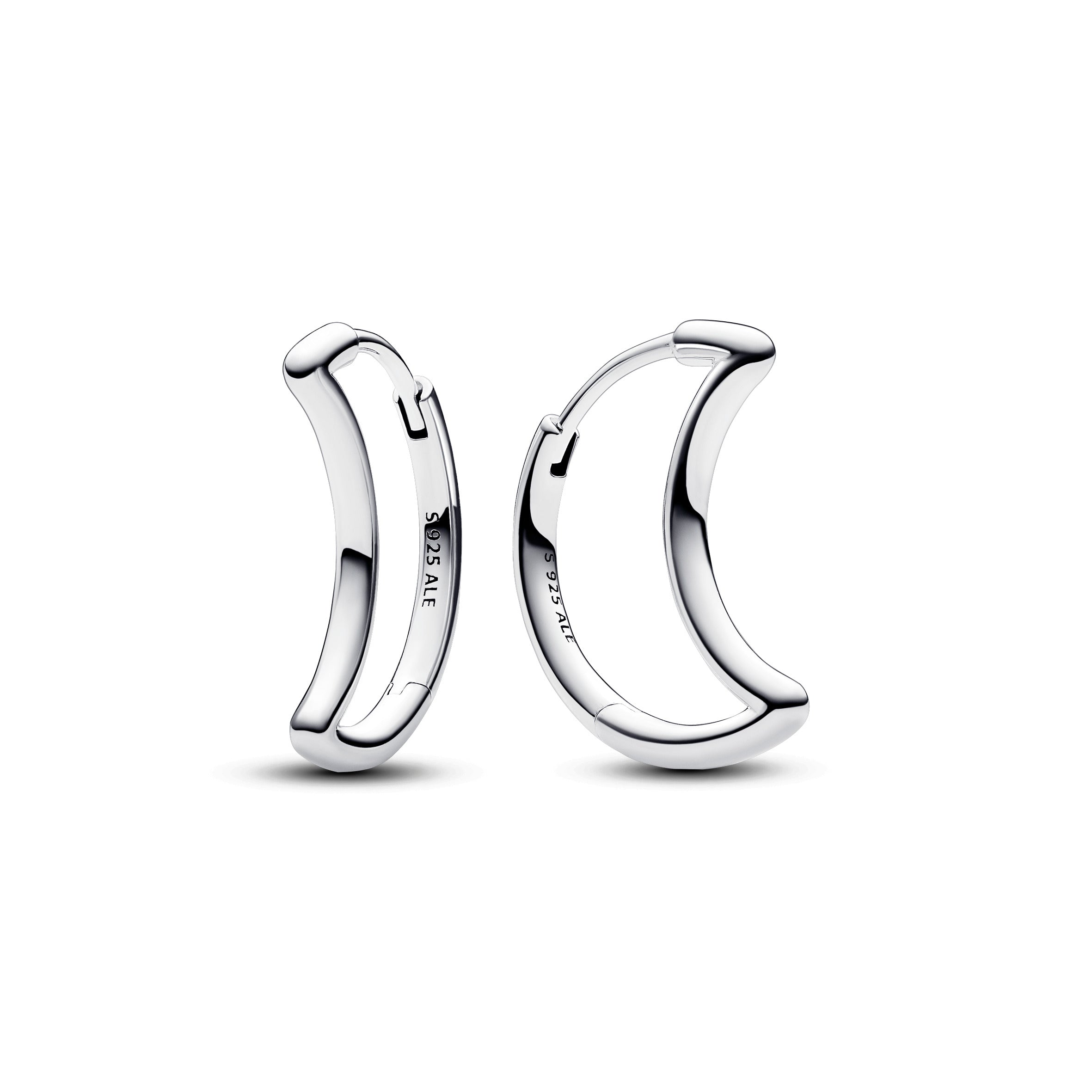 PANDORA Moon Hoop Earrings Sterling Silver Statement Ring Jewelry Gift