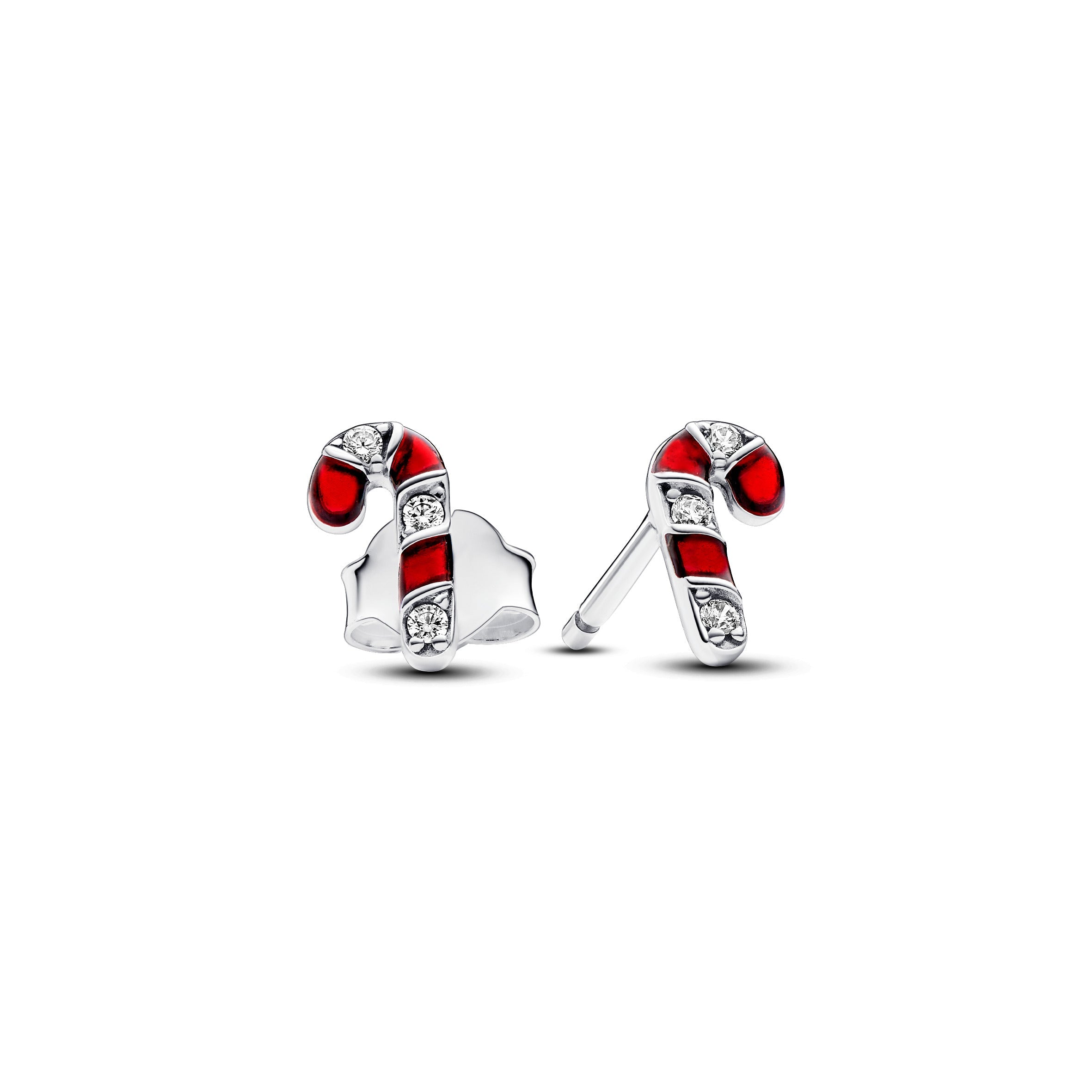 PANDORA Sparkling Red Candy Cane Stud Earrings Cubic Zirconia Statement Ring Jewelry Gift