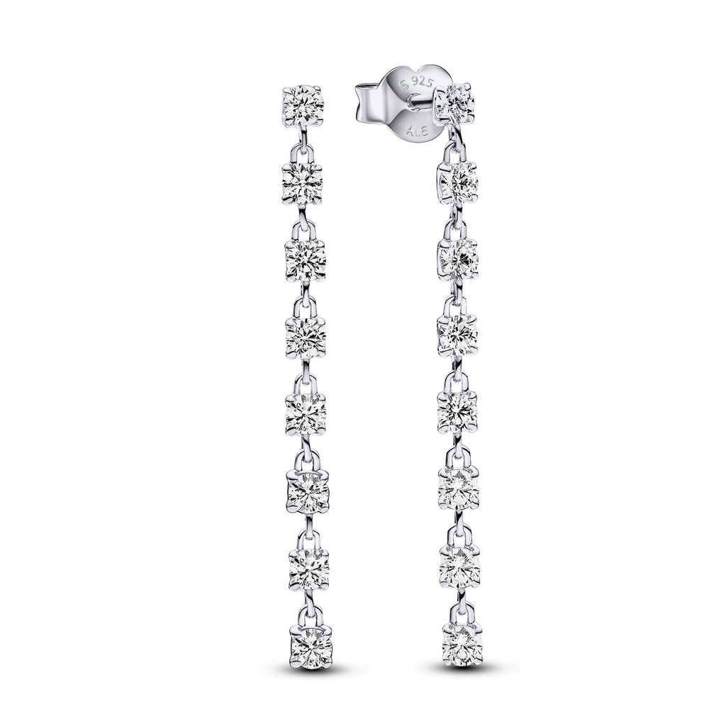PANDORA Sparkling Eight Stones Drop Earrings Cubic Zirconia Silver Statement Ring Jewelry Gift