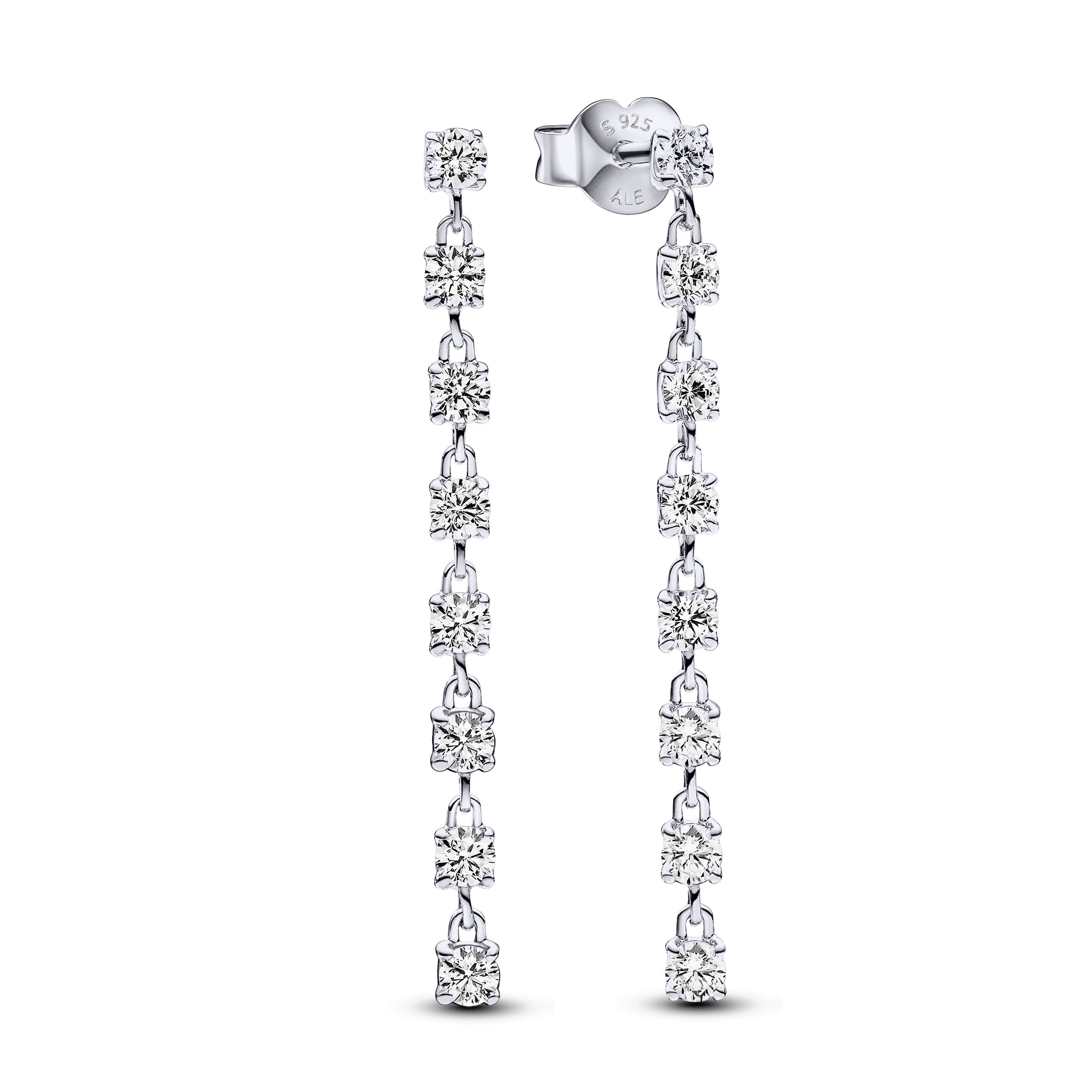 PANDORA Sparkling Eight Stones Drop Earrings Cubic Zirconia Silver Statement Ring Jewelry Gift