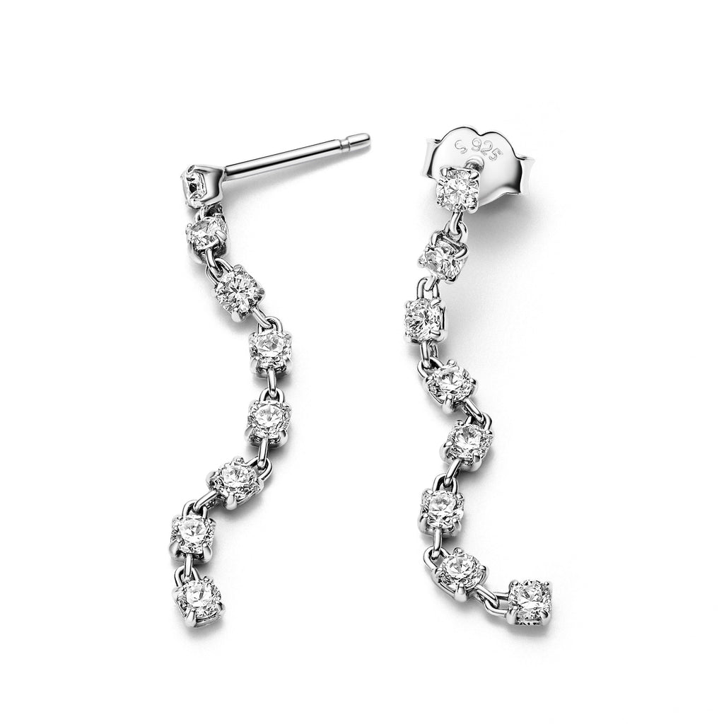 PANDORA Sparkling Eight Stones Drop Earrings Cubic Zirconia Silver Statement Ring Jewelry Gift