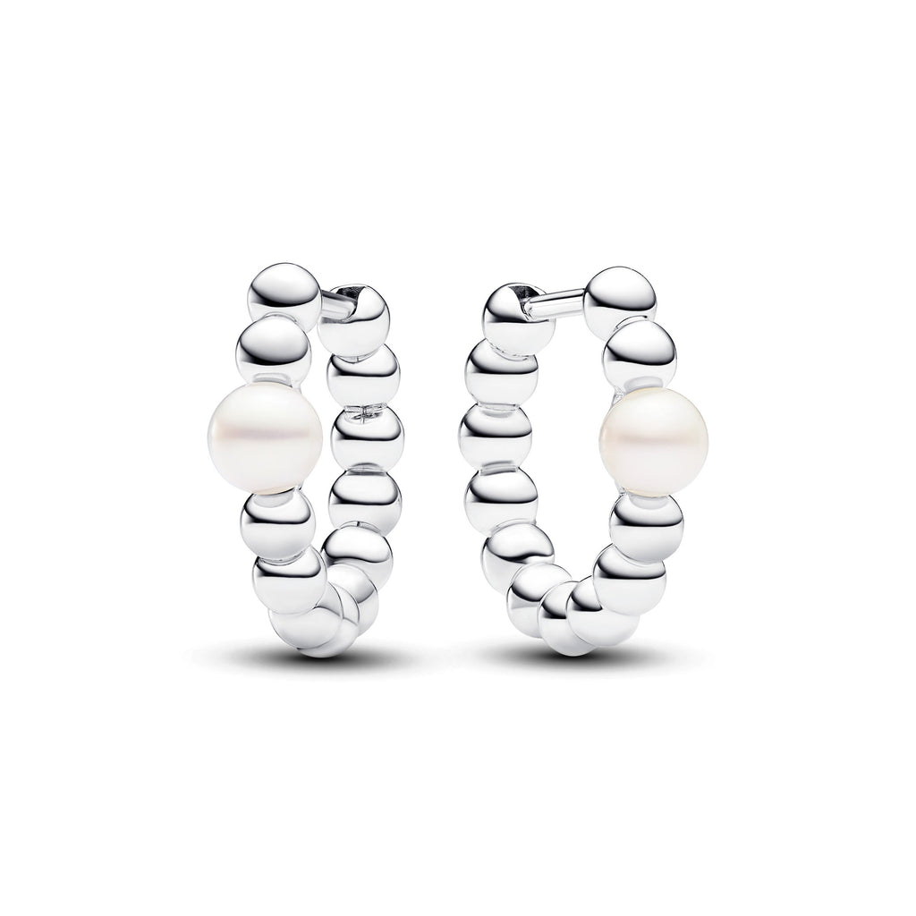 PANDORA Treated Freshwater Cultured Pearl And Beads Hoop Earrings Silver Statement Ring Jewelry Gift