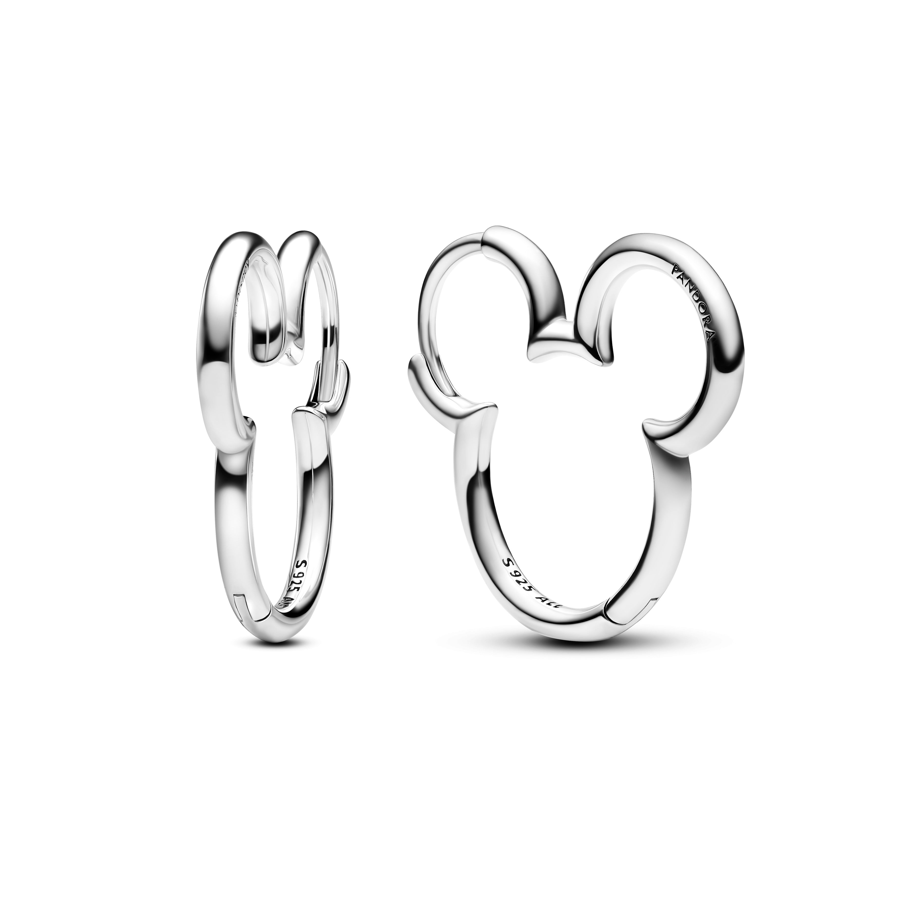PANDORA Disney Mickey Mouse Silhouette Hoop Earrings Sterling Silver Disney X PANDORA Statement Ring Jewelry Gift