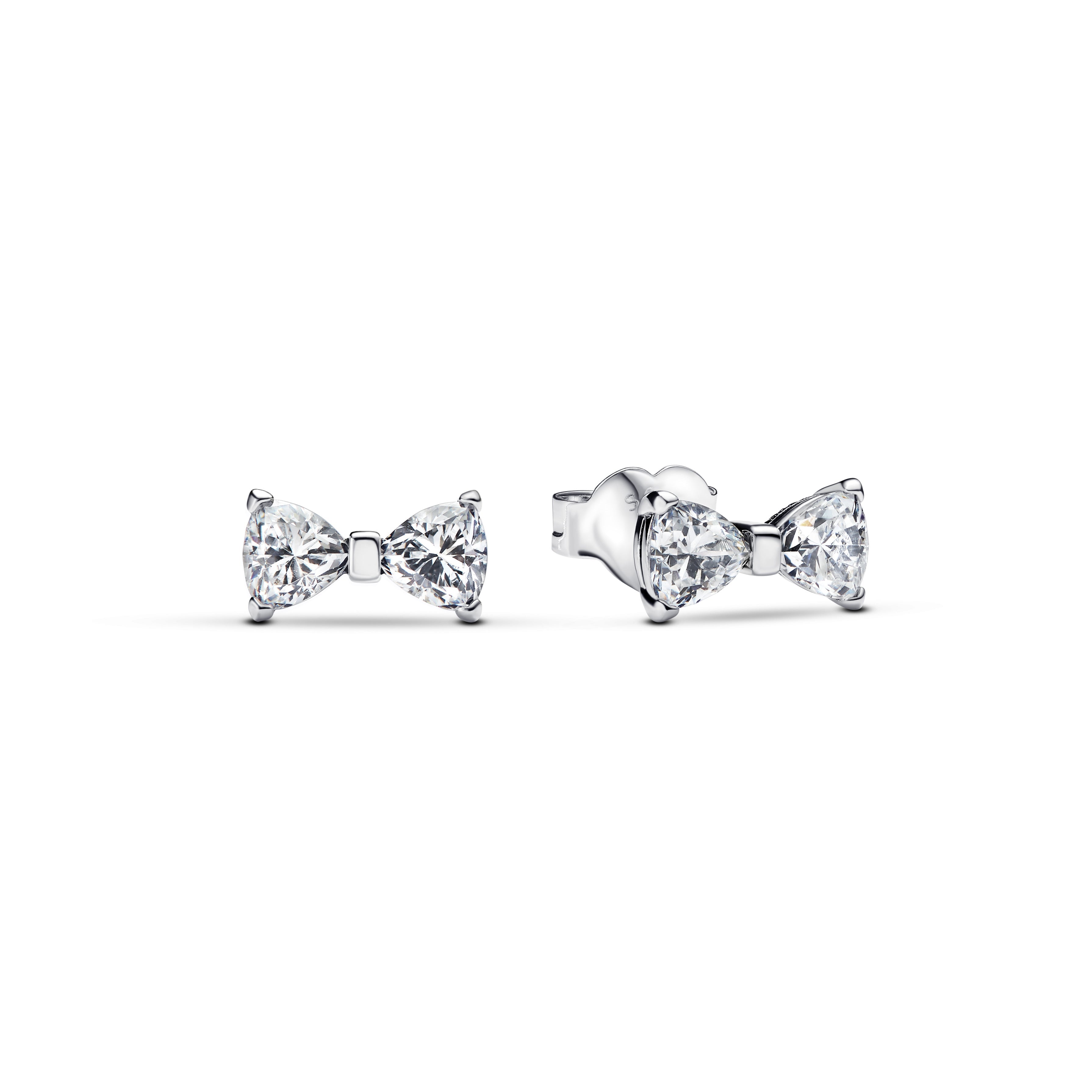 PANDORA Sparkling Small Bow Stud Earrings Cubic Zirconia Silver Statement Ring Jewelry Gift
