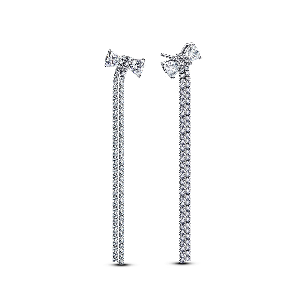 PANDORA Pavé Bow Drop Earrings Cubic Zirconia Silver Statement Ring Jewelry Gift