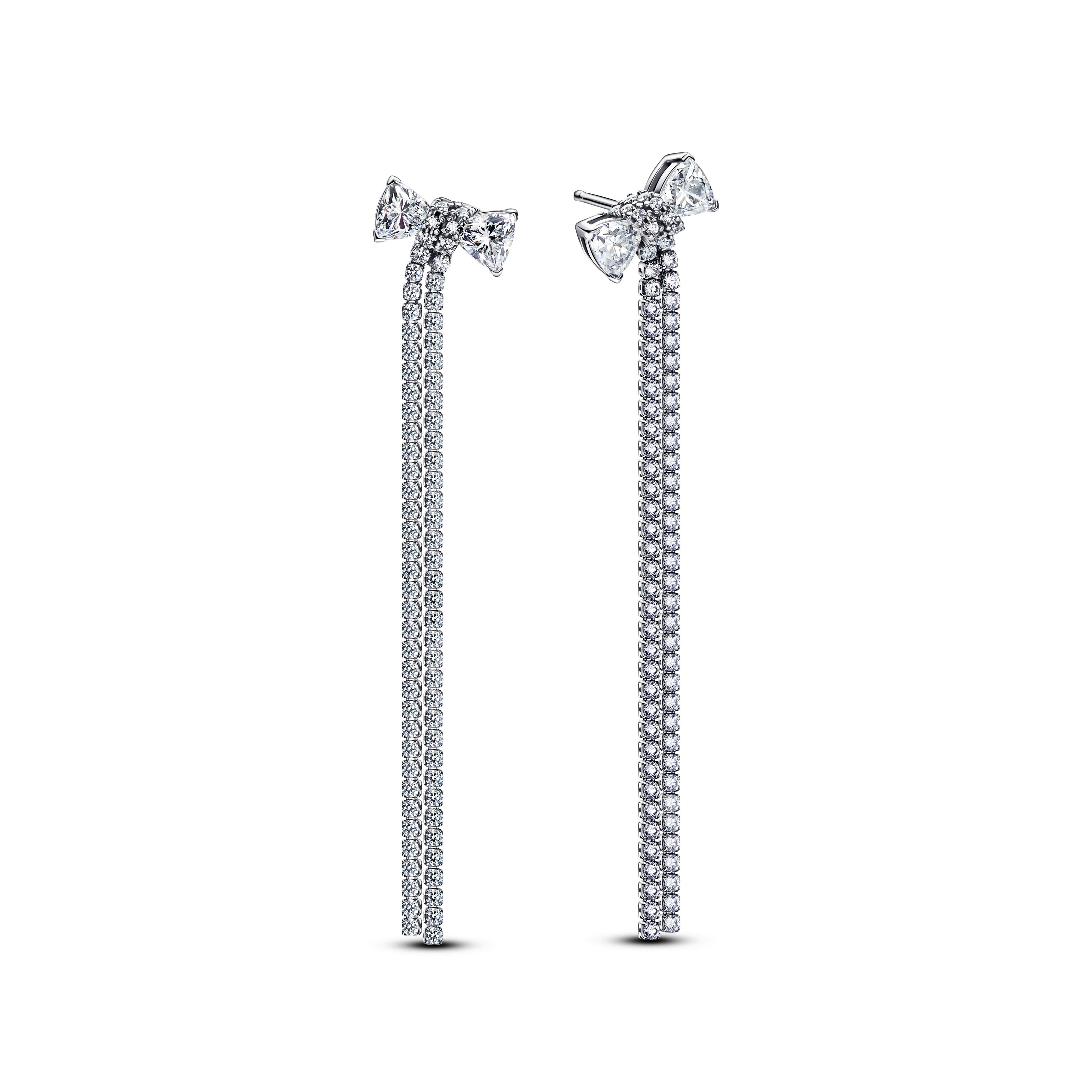PANDORA Pavé Bow Drop Earrings Cubic Zirconia Silver Statement Ring Jewelry Gift