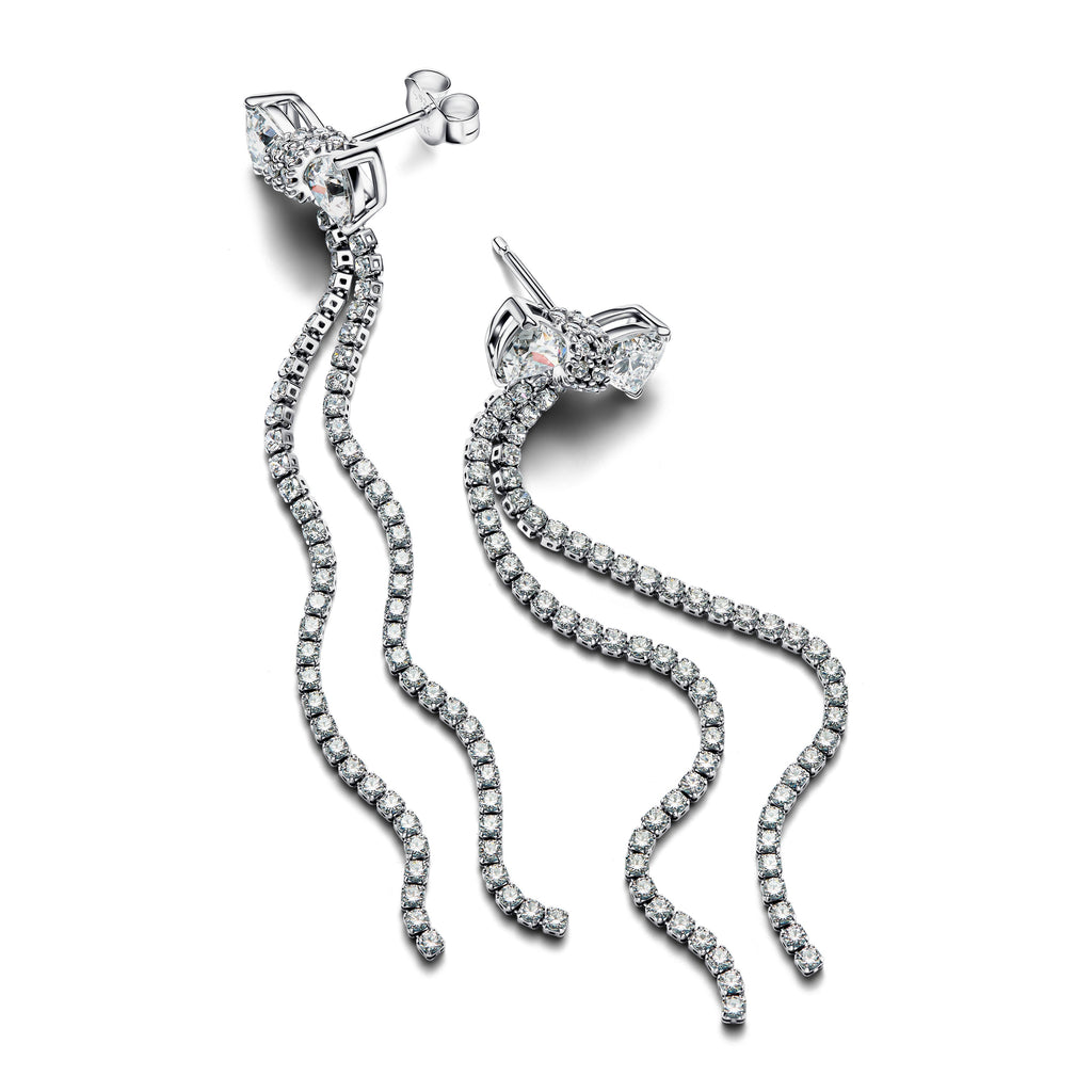 PANDORA Pavé Bow Drop Earrings Cubic Zirconia Silver Statement Ring Jewelry Gift