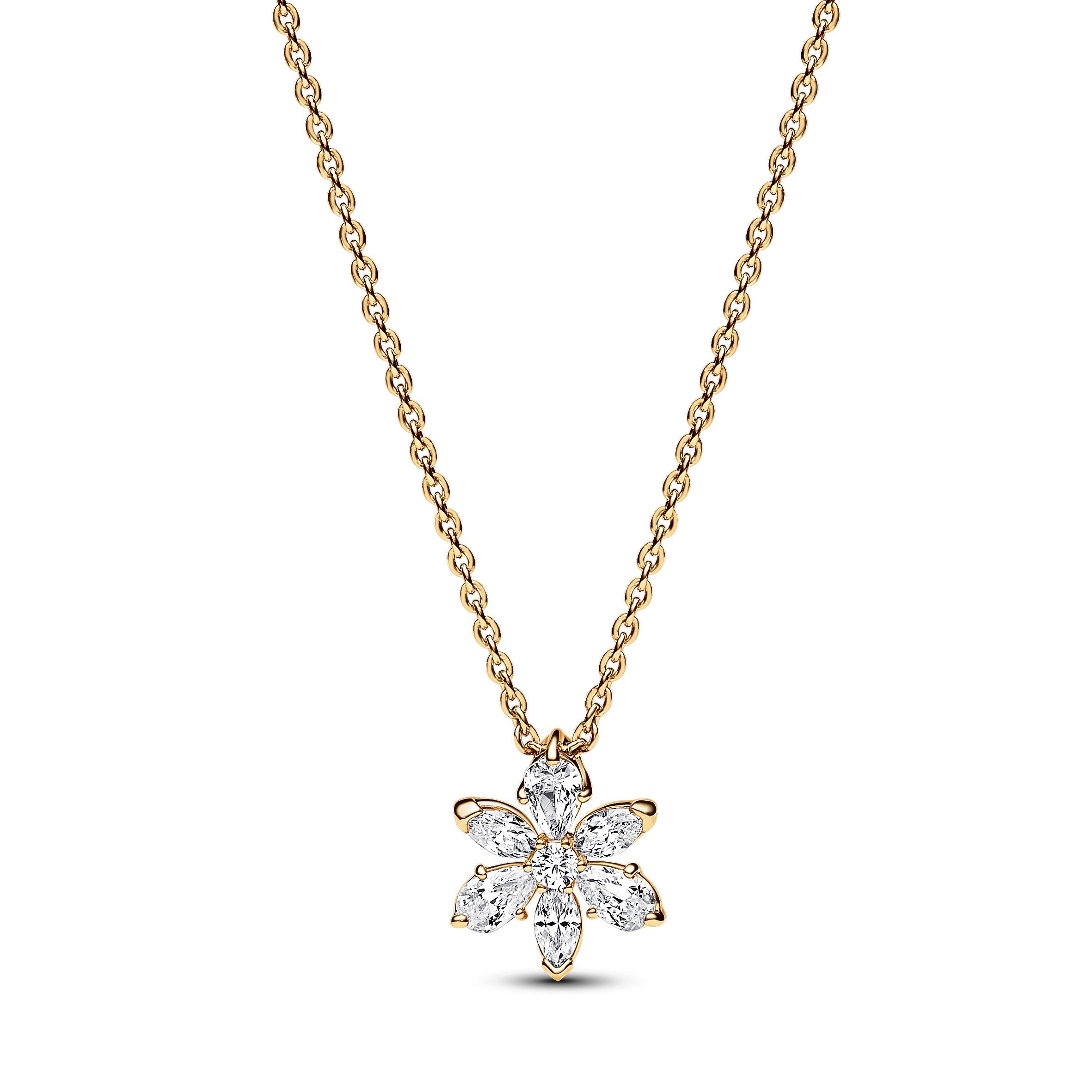 PANDORA Sparkling Herbarium Cluster Pendant Necklace 14K Gold Plated Unique Metal Blend Necklaces Jewelry Gift