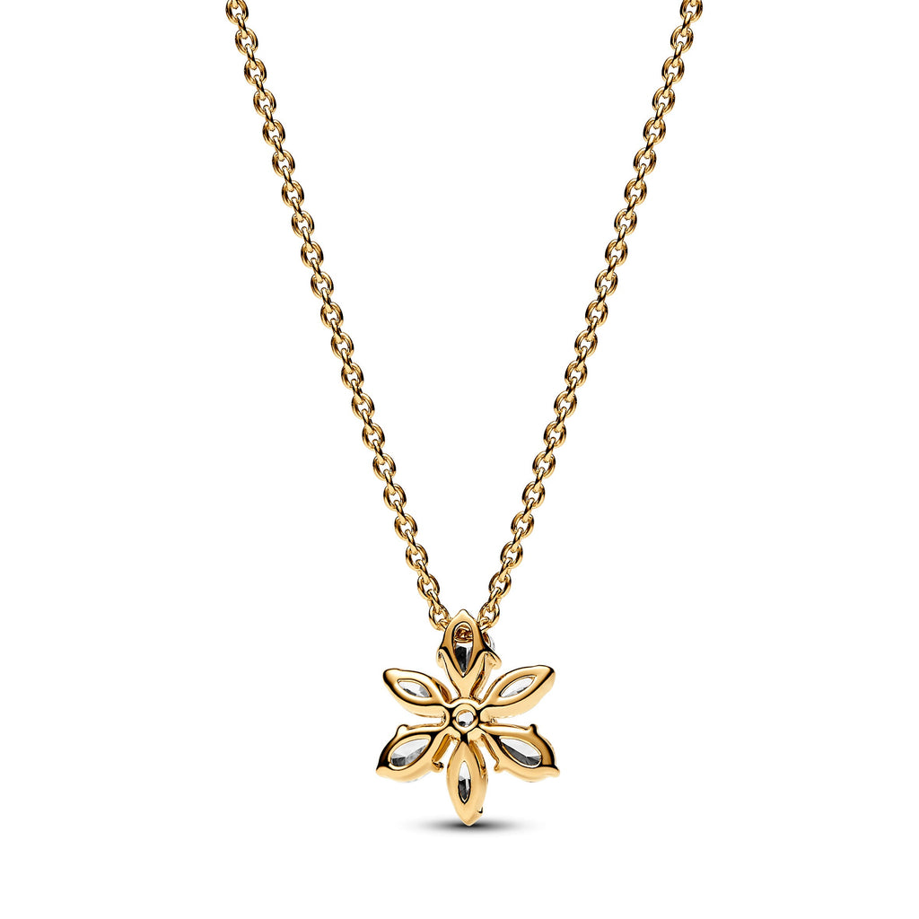 PANDORA Sparkling Herbarium Cluster Pendant Necklace 14K Gold Plated Unique Metal Blend Necklaces Jewelry Gift