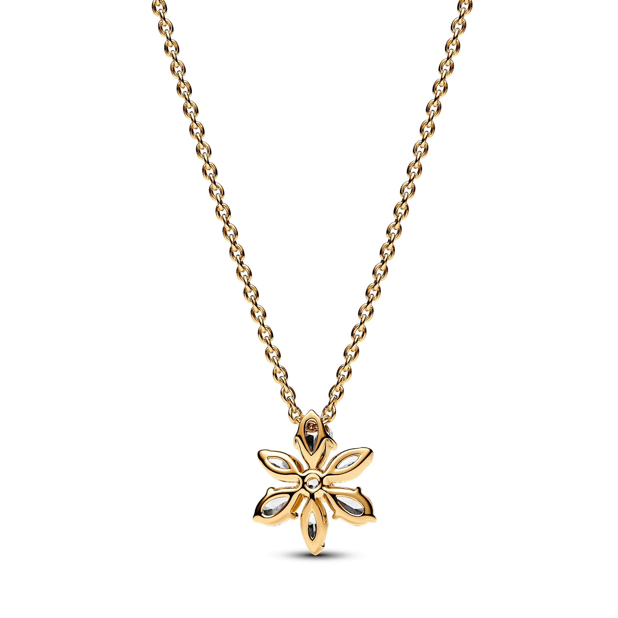PANDORA Sparkling Herbarium Cluster Pendant Necklace 14K Gold Plated Unique Metal Blend Necklaces Jewelry Gift