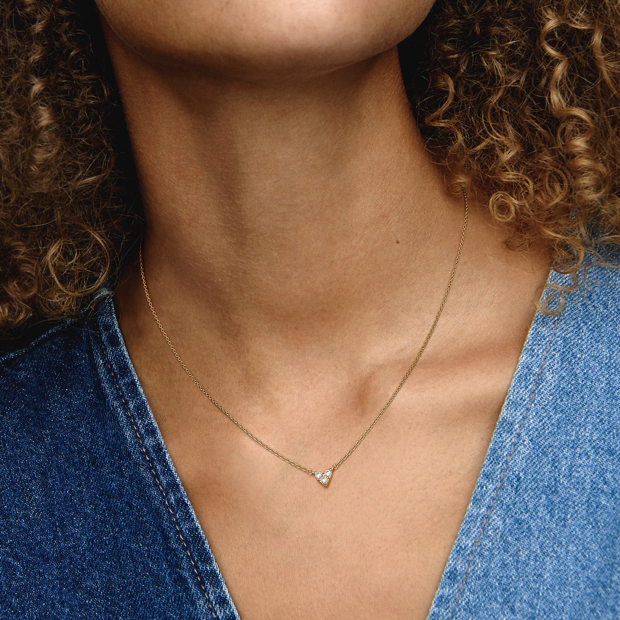 PANDORA Triple Stone Heart Collier Necklace 14K Gold Plated Unique Metal Blend Necklaces Pendant Necklace Jewelry Gift