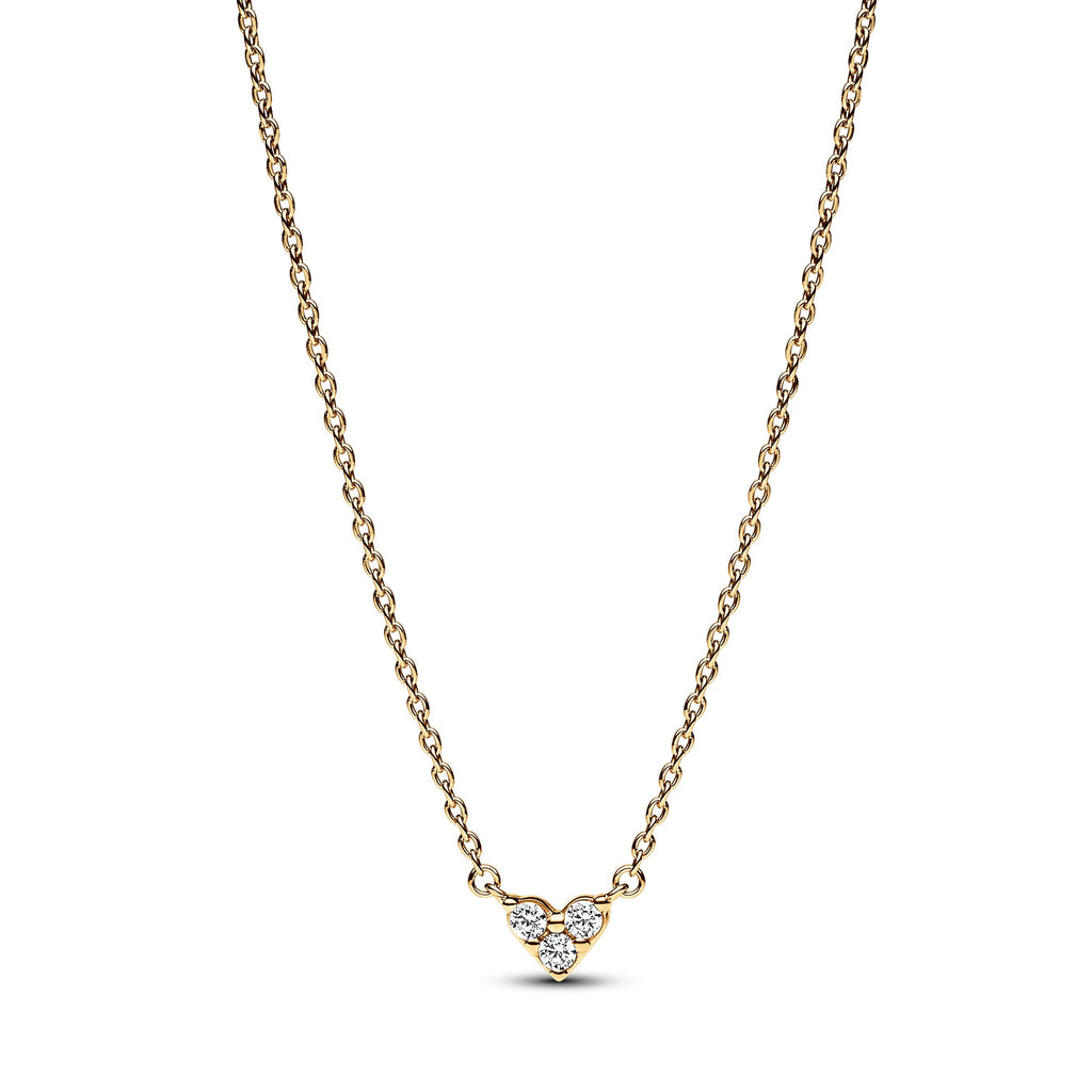 PANDORA Triple Stone Heart Collier Necklace 14K Gold Plated Unique Metal Blend Necklaces Pendant Necklace Jewelry Gift