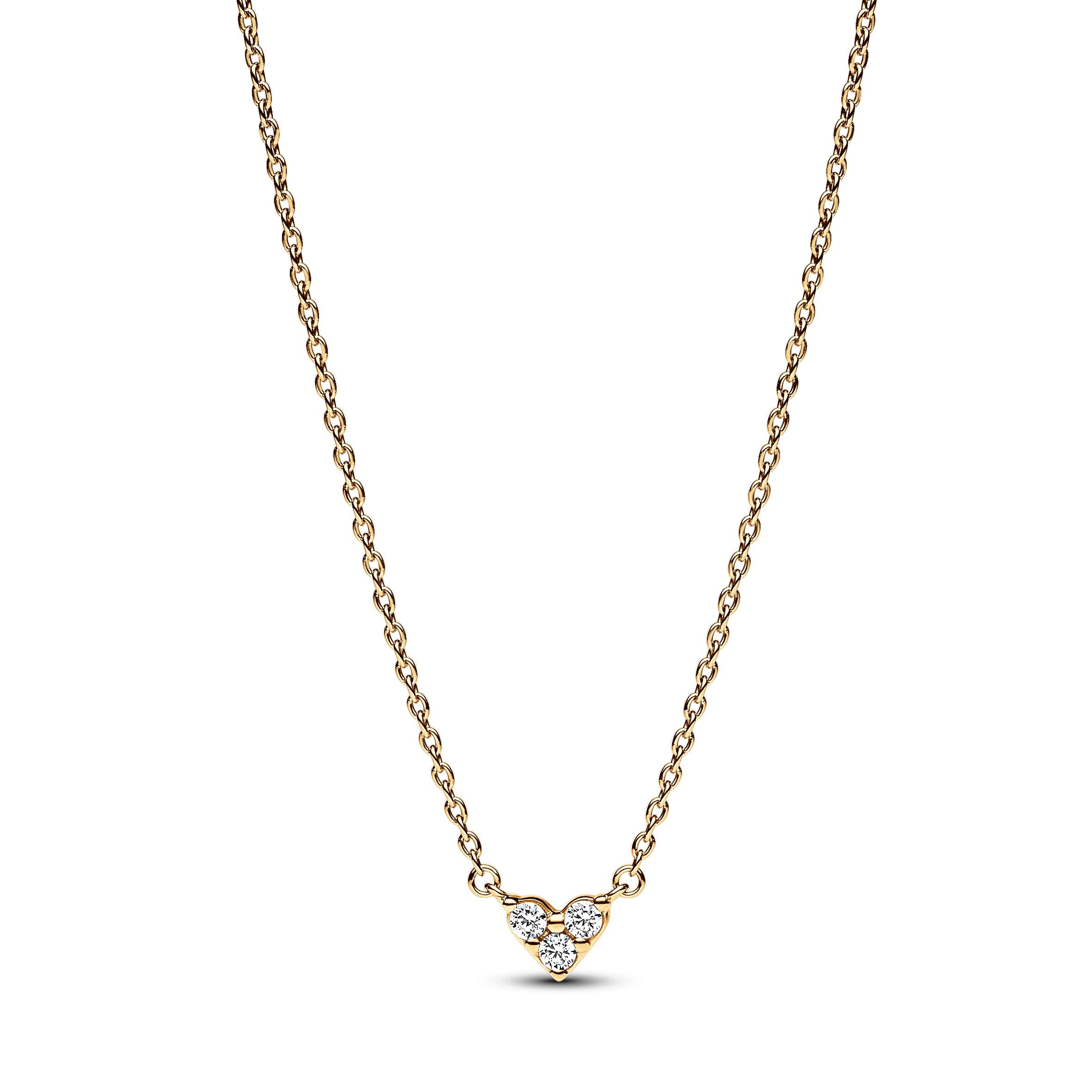 PANDORA Triple Stone Heart Collier Necklace 14K Gold Plated Unique Metal Blend Necklaces Pendant Necklace Jewelry Gift