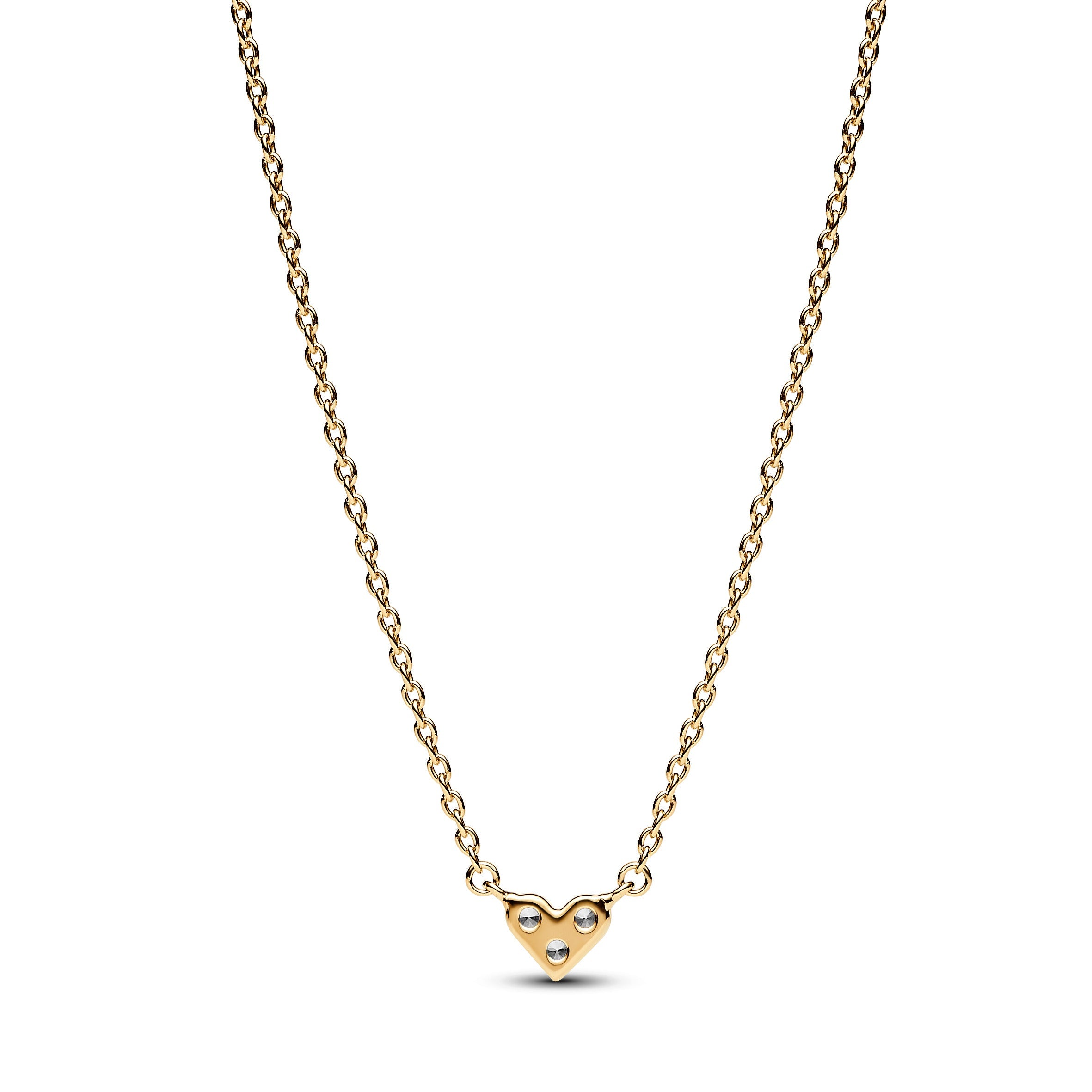 PANDORA Triple Stone Heart Collier Necklace 14K Gold Plated Unique Metal Blend Necklaces Pendant Necklace Jewelry Gift