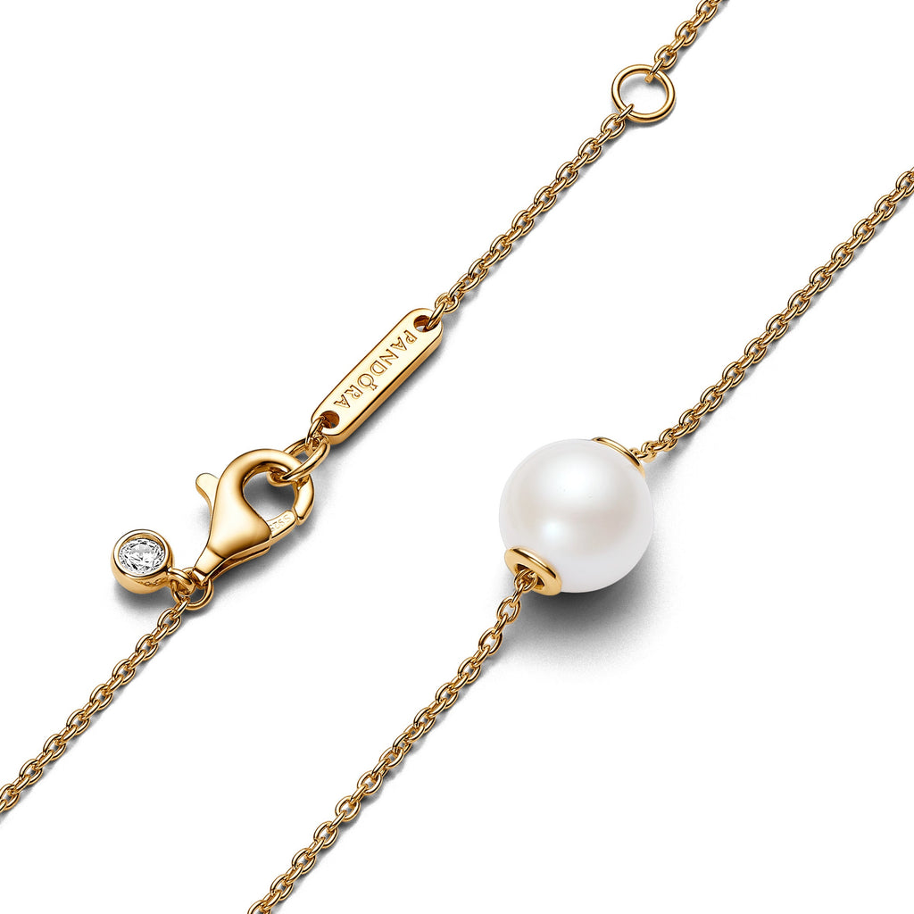 PANDORA Treated Freshwater Cultured Pearl Collier Necklace 14K Gold Plated Unique Metal Blend Necklaces Pendant Necklace Jewelry Gift