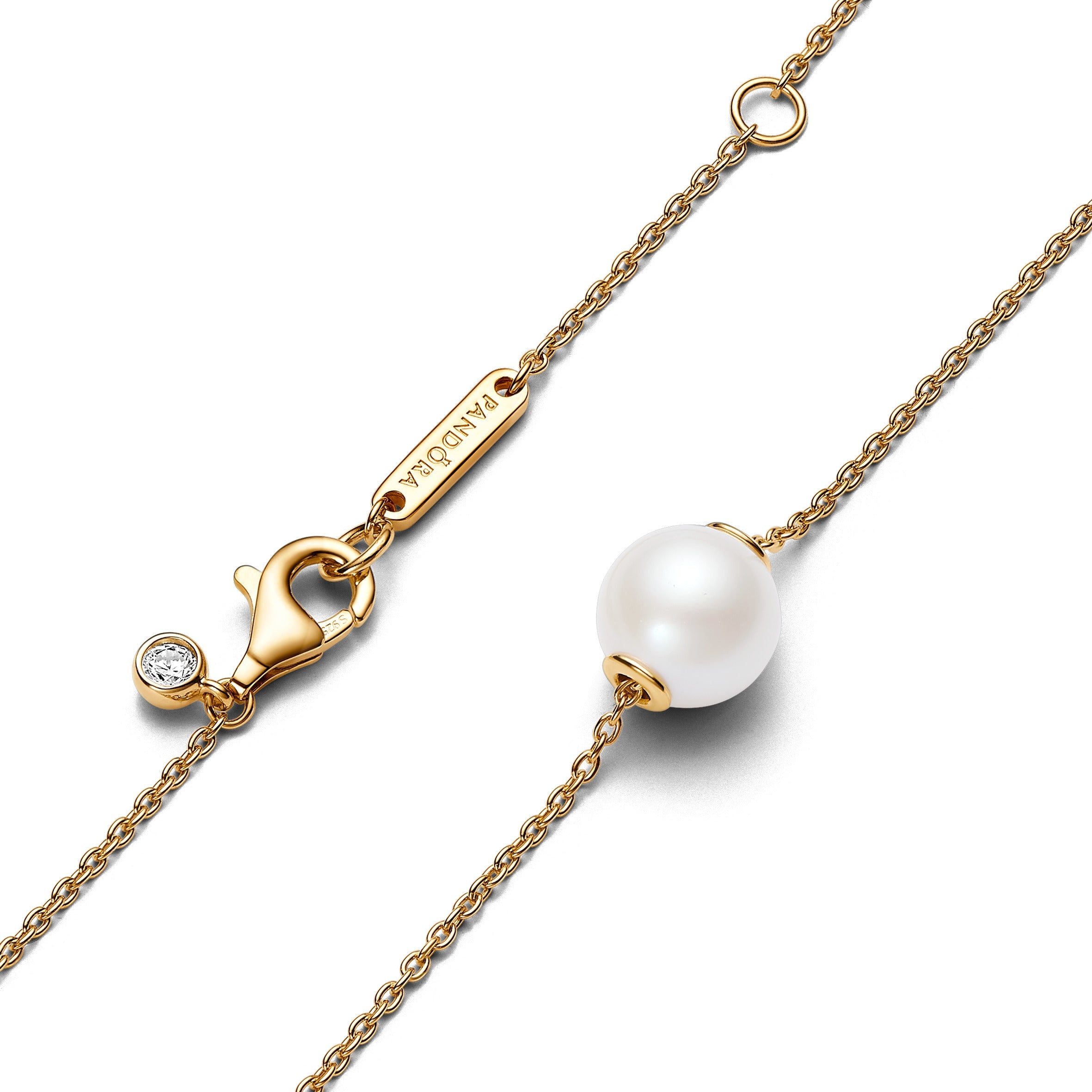 PANDORA Treated Freshwater Cultured Pearl Collier Necklace 14K Gold Plated Unique Metal Blend Necklaces Pendant Necklace Jewelry Gift