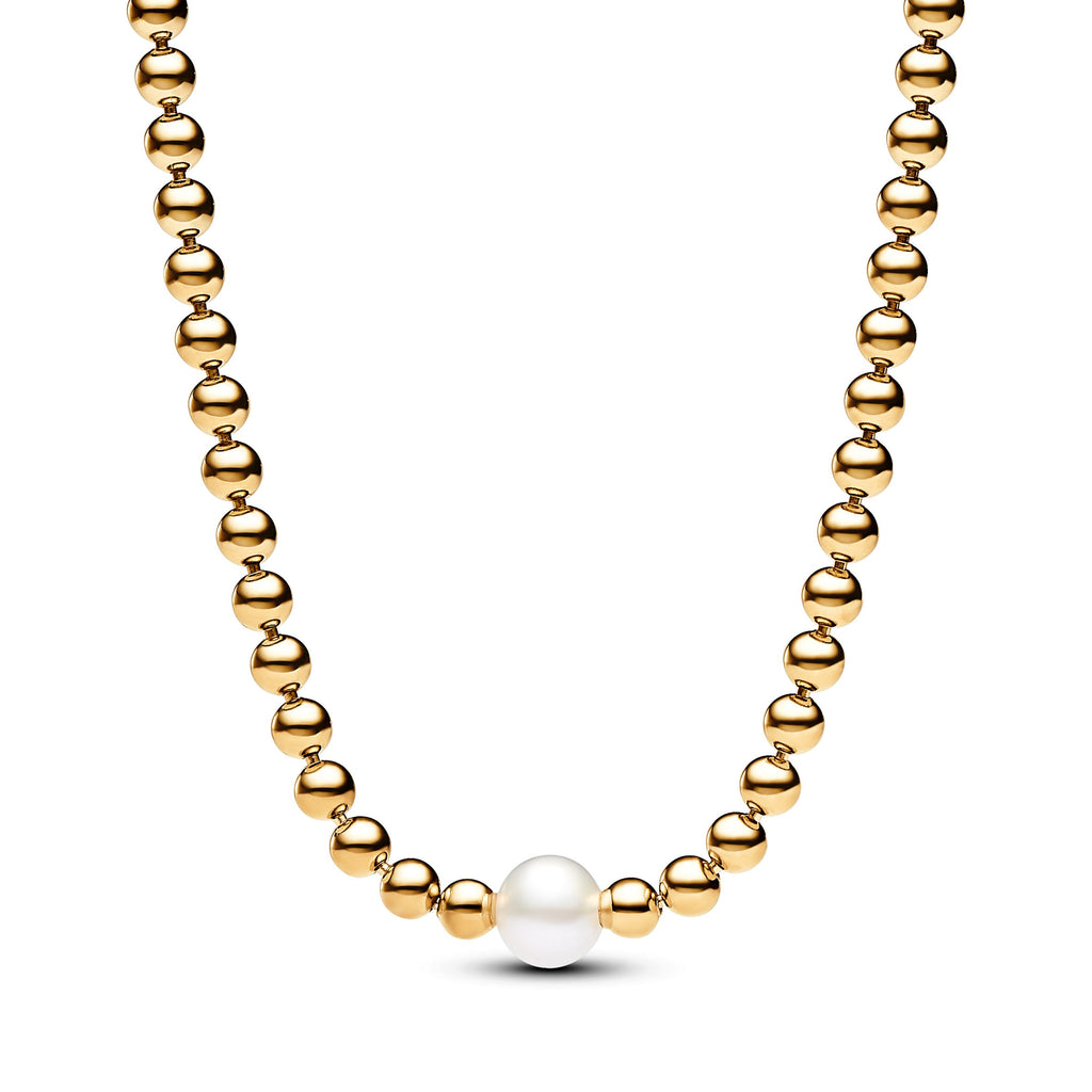 PANDORA Treated Freshwater Cultured Pearl And Beads Collier Necklace 14K Gold Plated Unique Metal Blend Necklaces Pendant Necklace Jewelry Gift