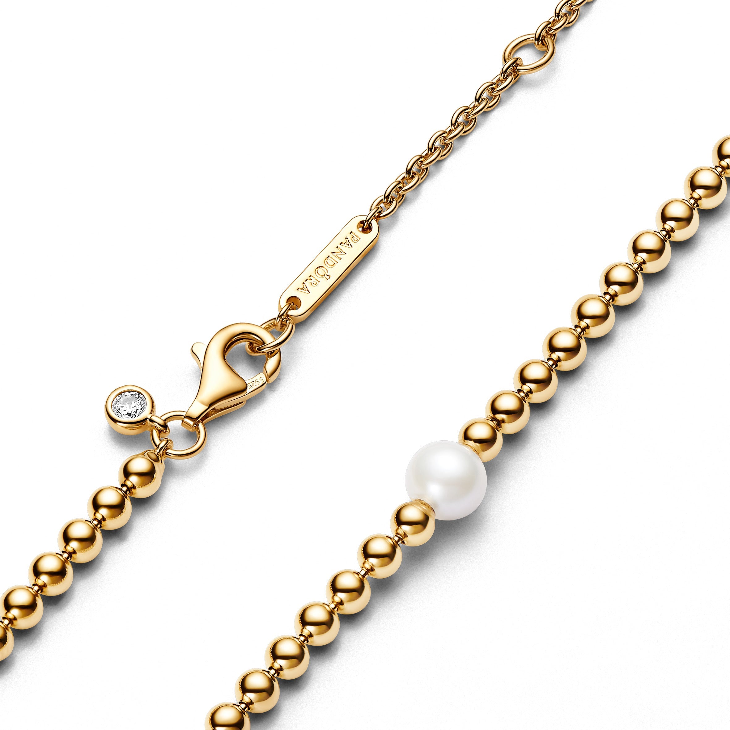 PANDORA Treated Freshwater Cultured Pearl And Beads Collier Necklace 14K Gold Plated Unique Metal Blend Necklaces Pendant Necklace Jewelry Gift