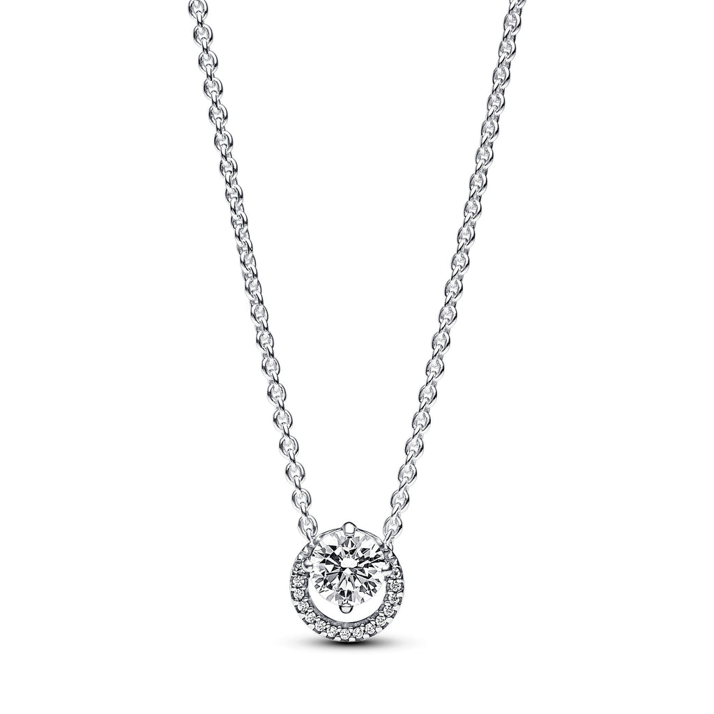 PANDORA Sparkling Round Halo Pendant Collier Necklace Cubic Zirconia Silver Necklaces Pendant Necklace Jewelry Gift