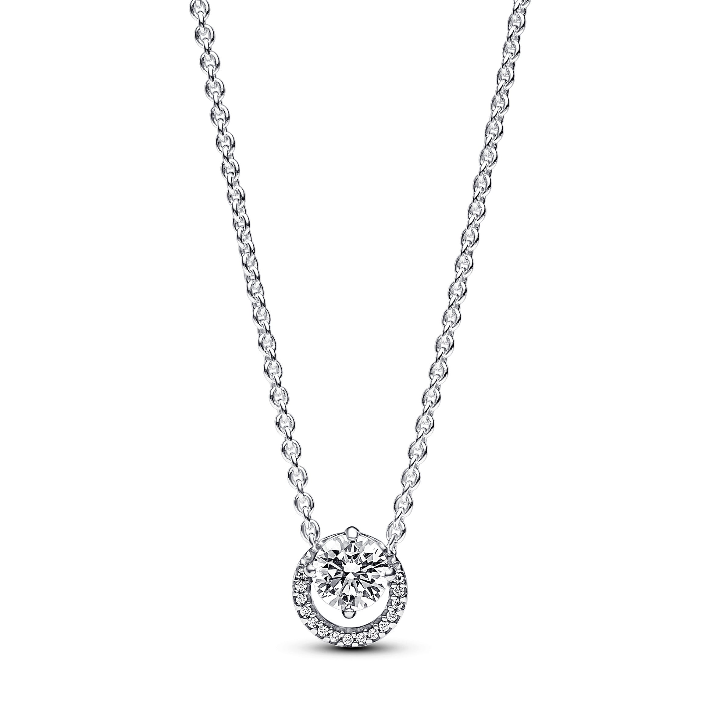 PANDORA Sparkling Round Halo Pendant Collier Necklace Cubic Zirconia Silver Necklaces Pendant Necklace Jewelry Gift