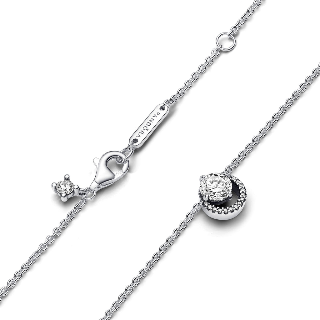 PANDORA Sparkling Round Halo Pendant Collier Necklace Cubic Zirconia Silver Necklaces Pendant Necklace Jewelry Gift