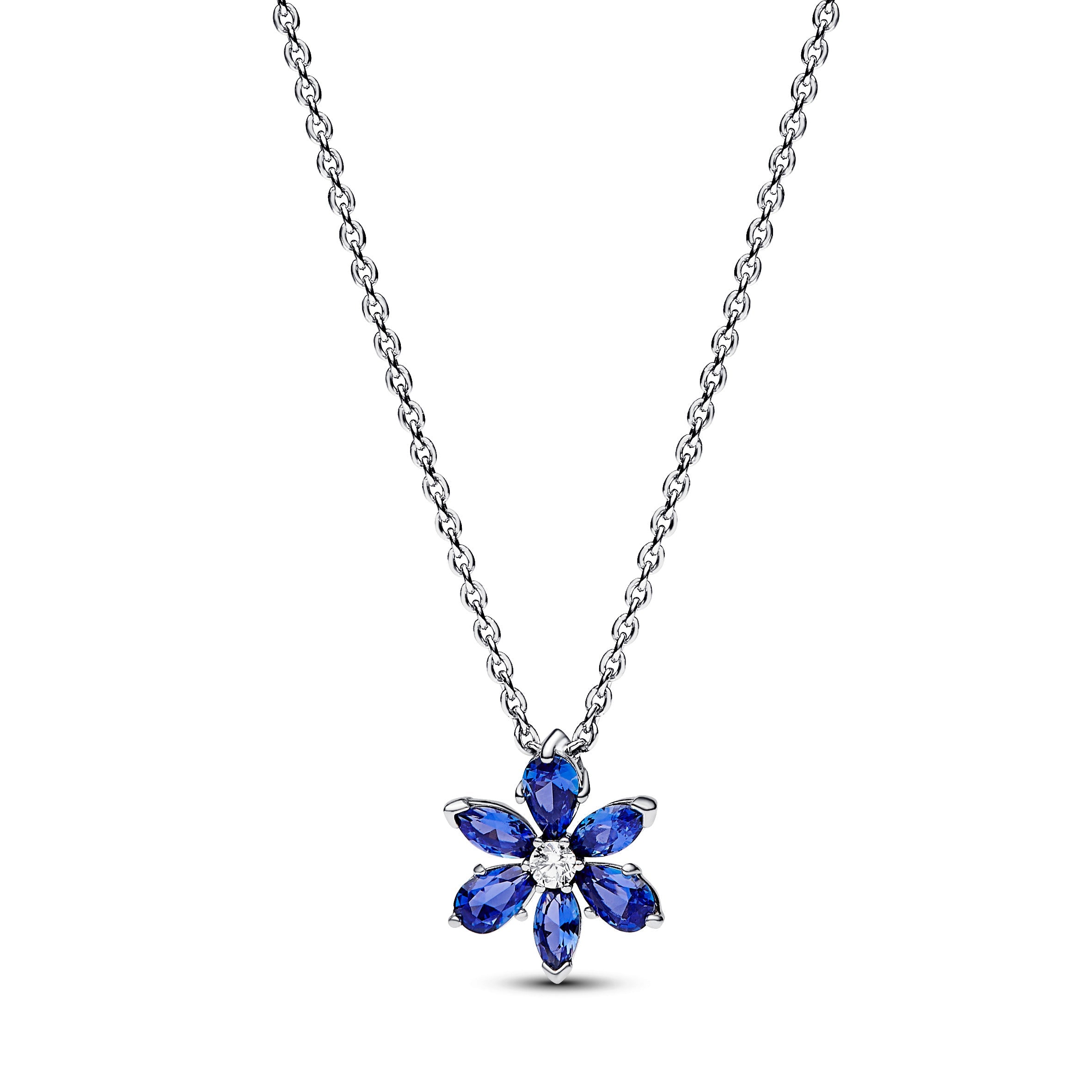 PANDORA Sparkling Blue Herbarium Cluster Pendant Necklace Cubic Zirconia Necklaces Jewelry Gift
