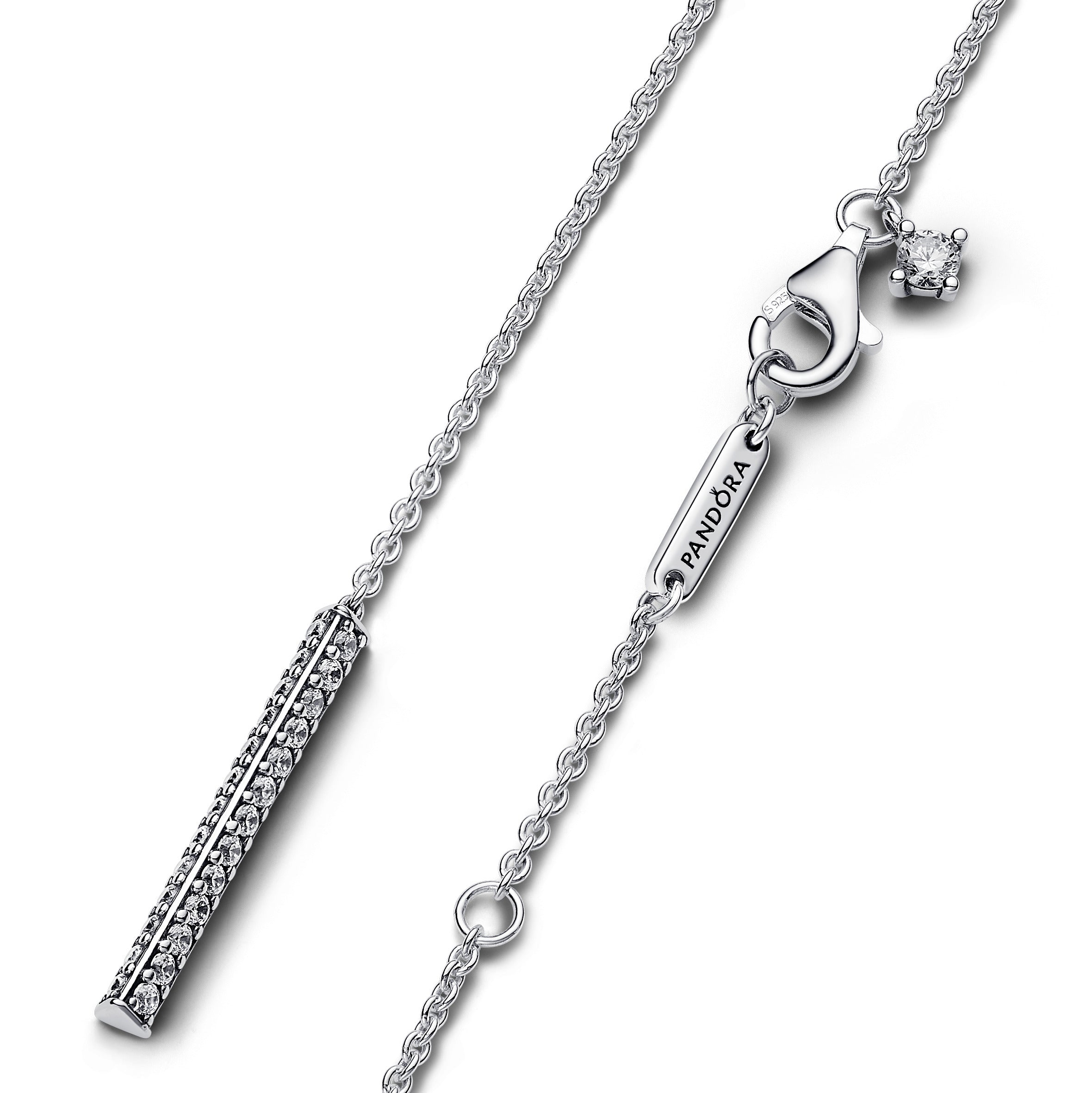 PANDORA Timeless Pavé Prism Drop Necklace Cubic Zirconia Silver Necklaces Pendant Necklace Jewelry Gift