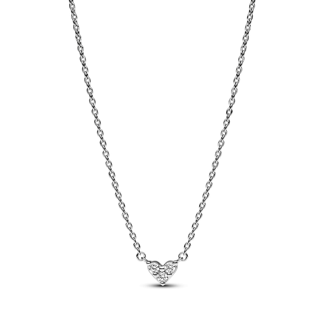 PANDORA Triple Stone Heart Collier Necklace Cubic Zirconia Silver Necklaces Pendant Necklace Jewelry Gift
