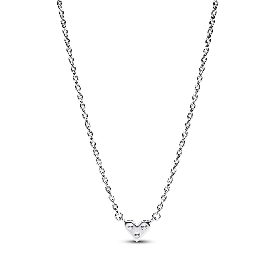 PANDORA Triple Stone Heart Collier Necklace Cubic Zirconia Silver Necklaces Pendant Necklace Jewelry Gift