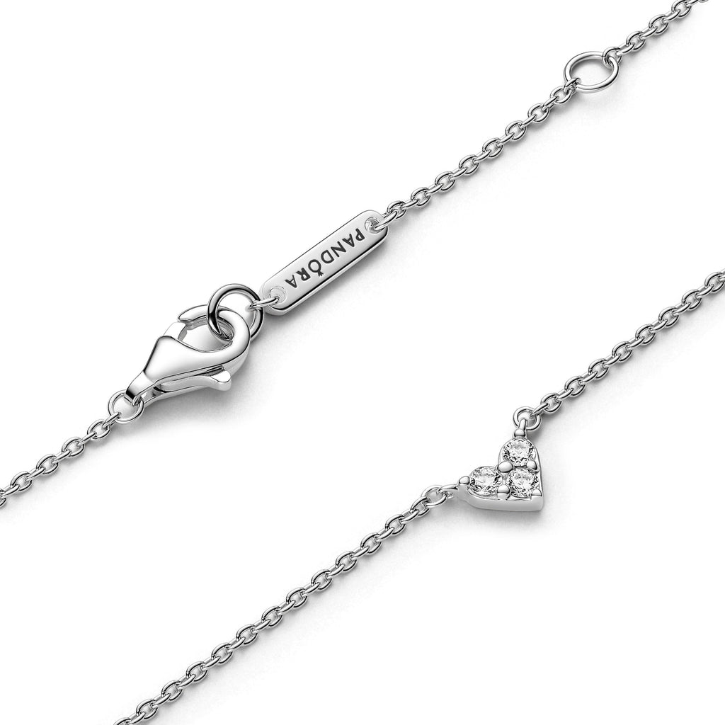 PANDORA Triple Stone Heart Collier Necklace Cubic Zirconia Silver Necklaces Pendant Necklace Jewelry Gift