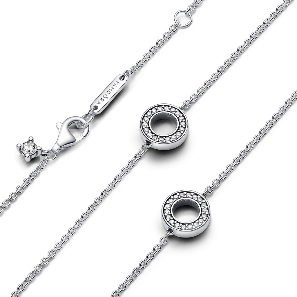 PANDORA Pavé Circles Chain Necklace Cubic Zirconia Silver Necklaces Pendant Necklace Jewelry Gift
