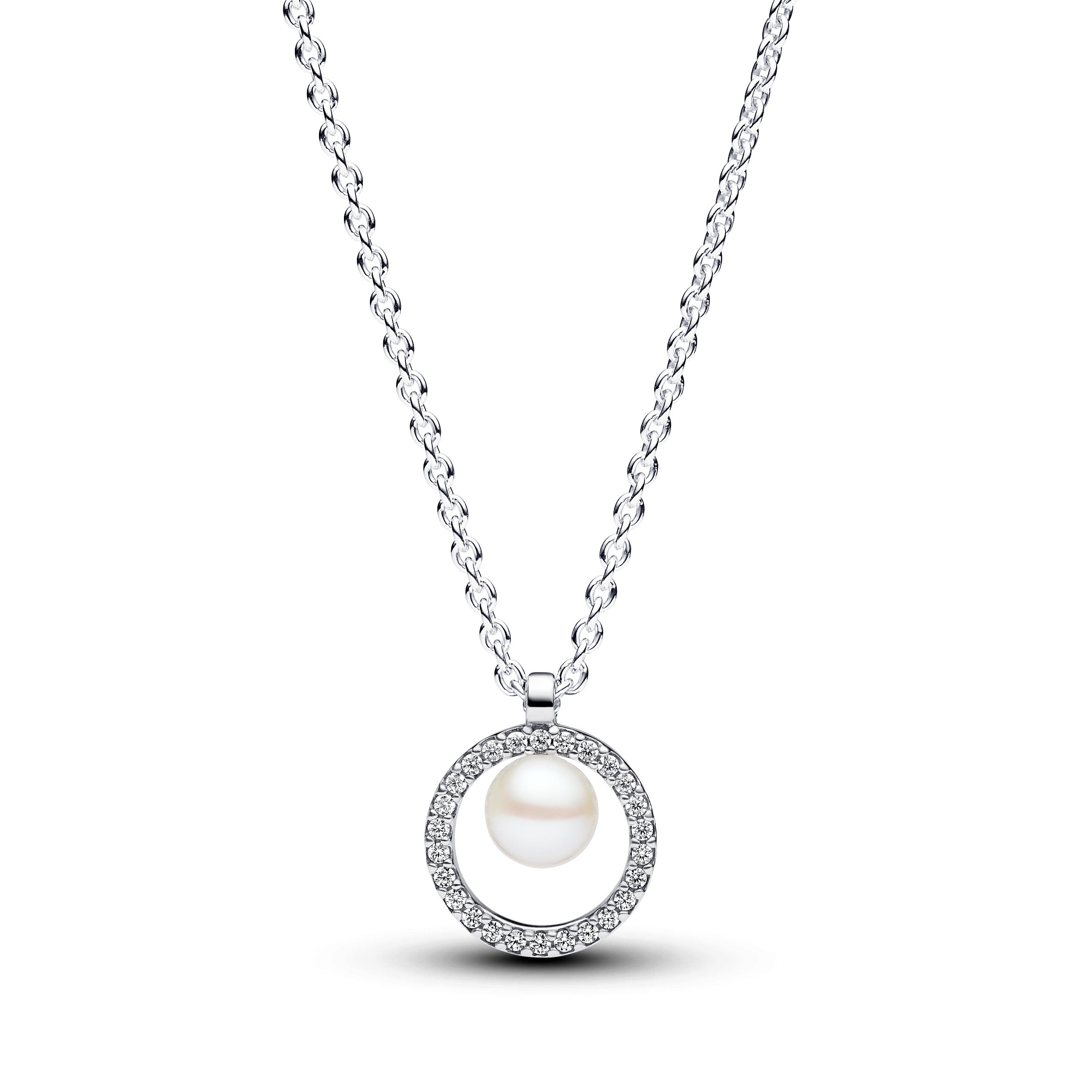 PANDORA Treated Freshwater Cultured Pearl And Pavé Collier Necklace Cubic Zirconia Necklaces Pendant Necklace Jewelry Gift