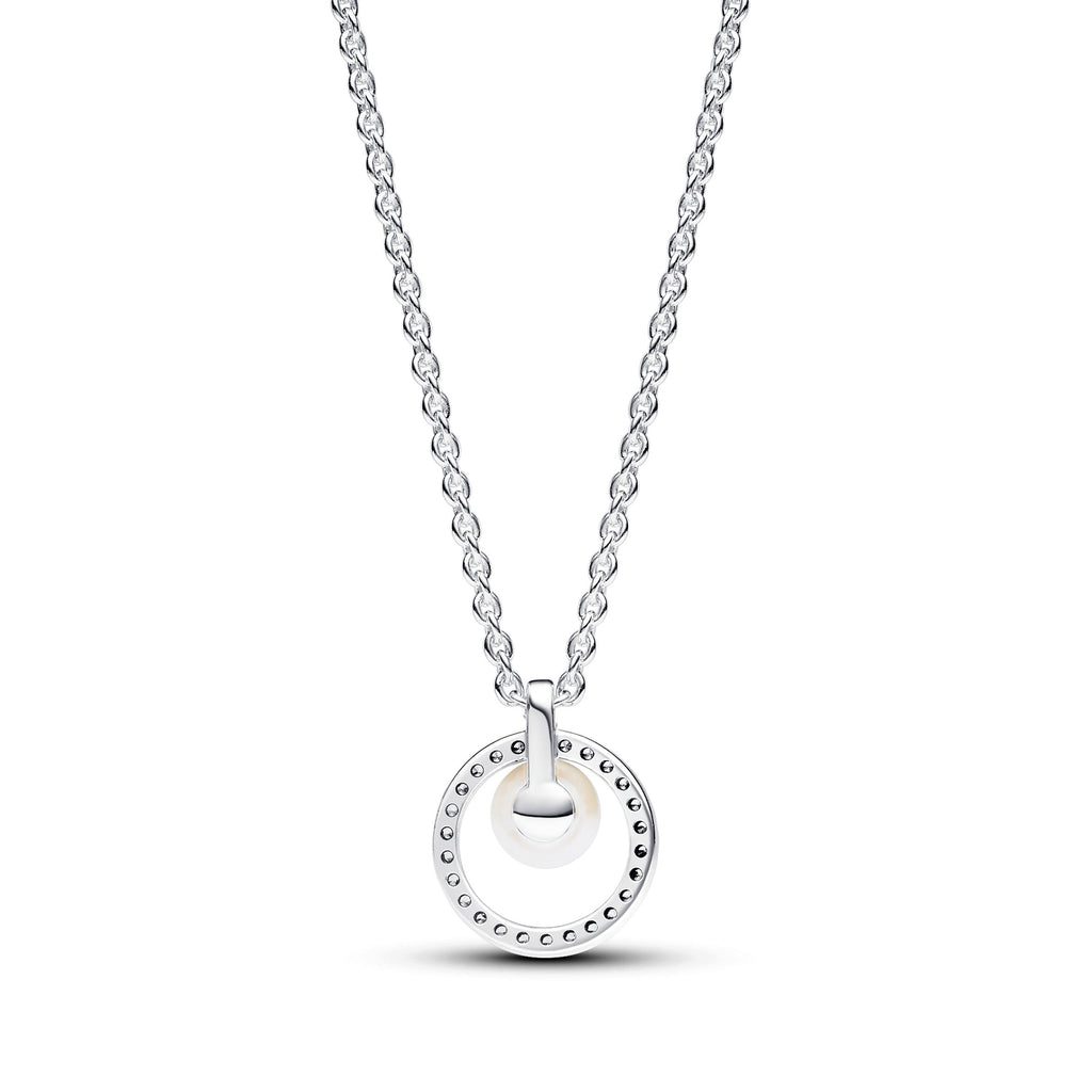 PANDORA Treated Freshwater Cultured Pearl And Pavé Collier Necklace Cubic Zirconia Necklaces Pendant Necklace Jewelry Gift