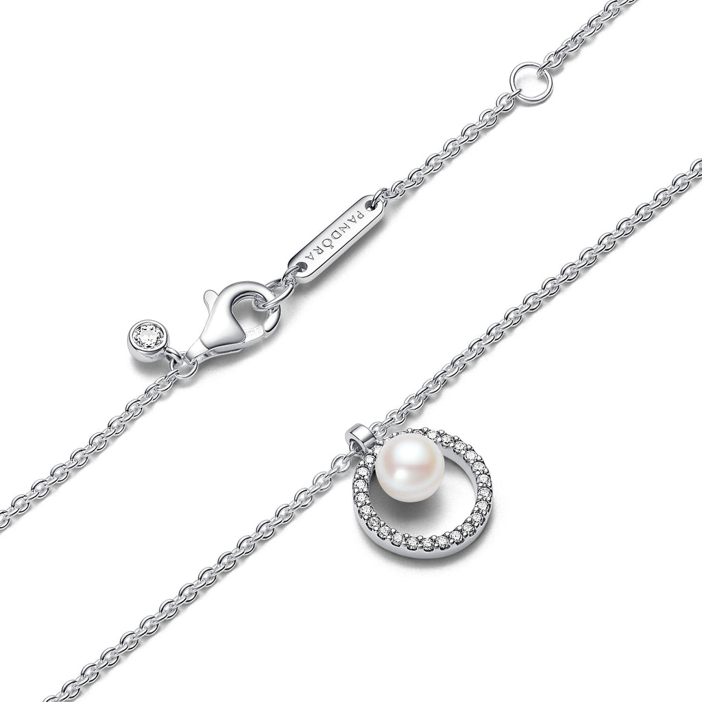 PANDORA Treated Freshwater Cultured Pearl And Pavé Collier Necklace Cubic Zirconia Necklaces Pendant Necklace Jewelry Gift