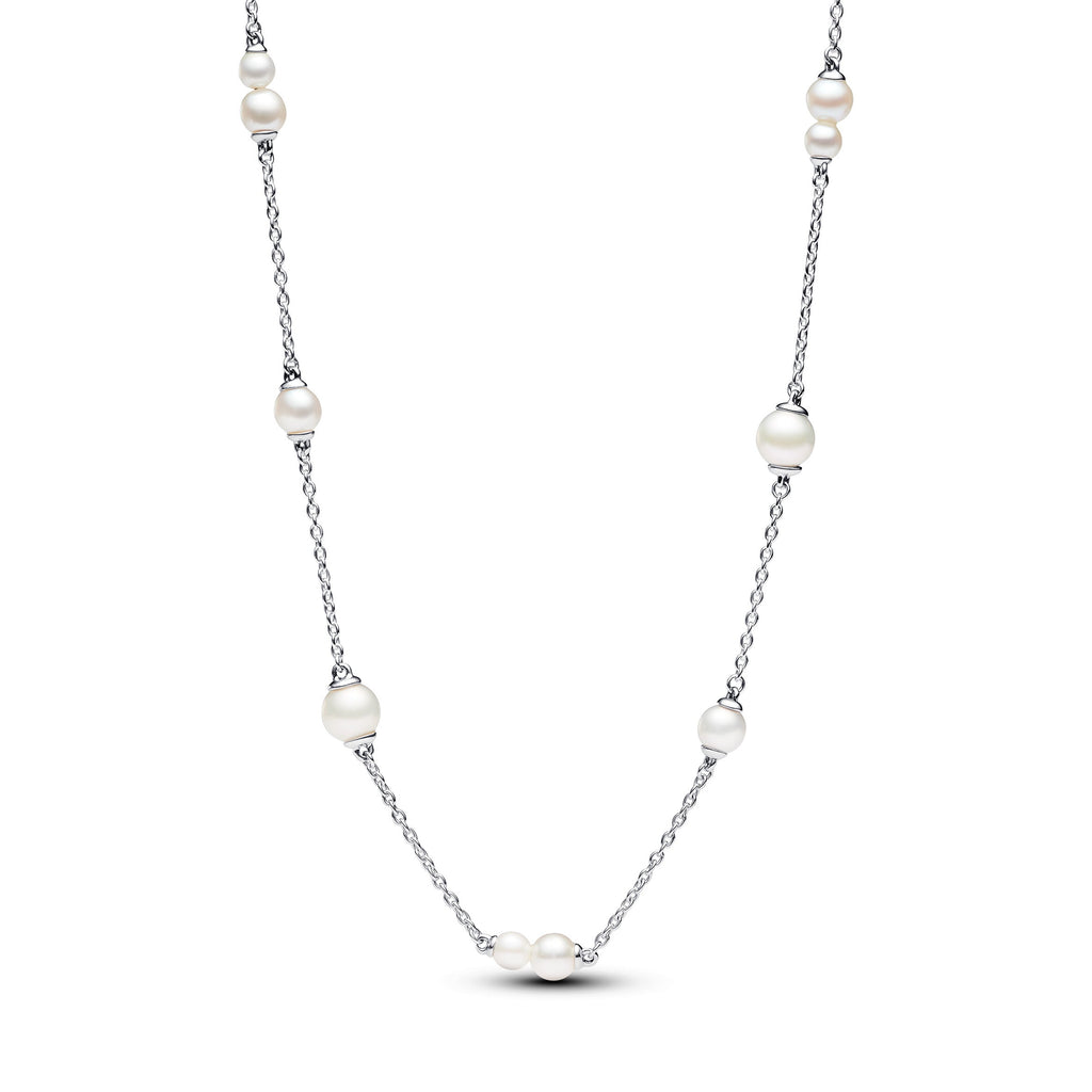 PANDORA Treated Freshwater Cultured Pearl Station Chain Necklace Sterling Silver Necklaces Pendant Necklace Jewelry Gift