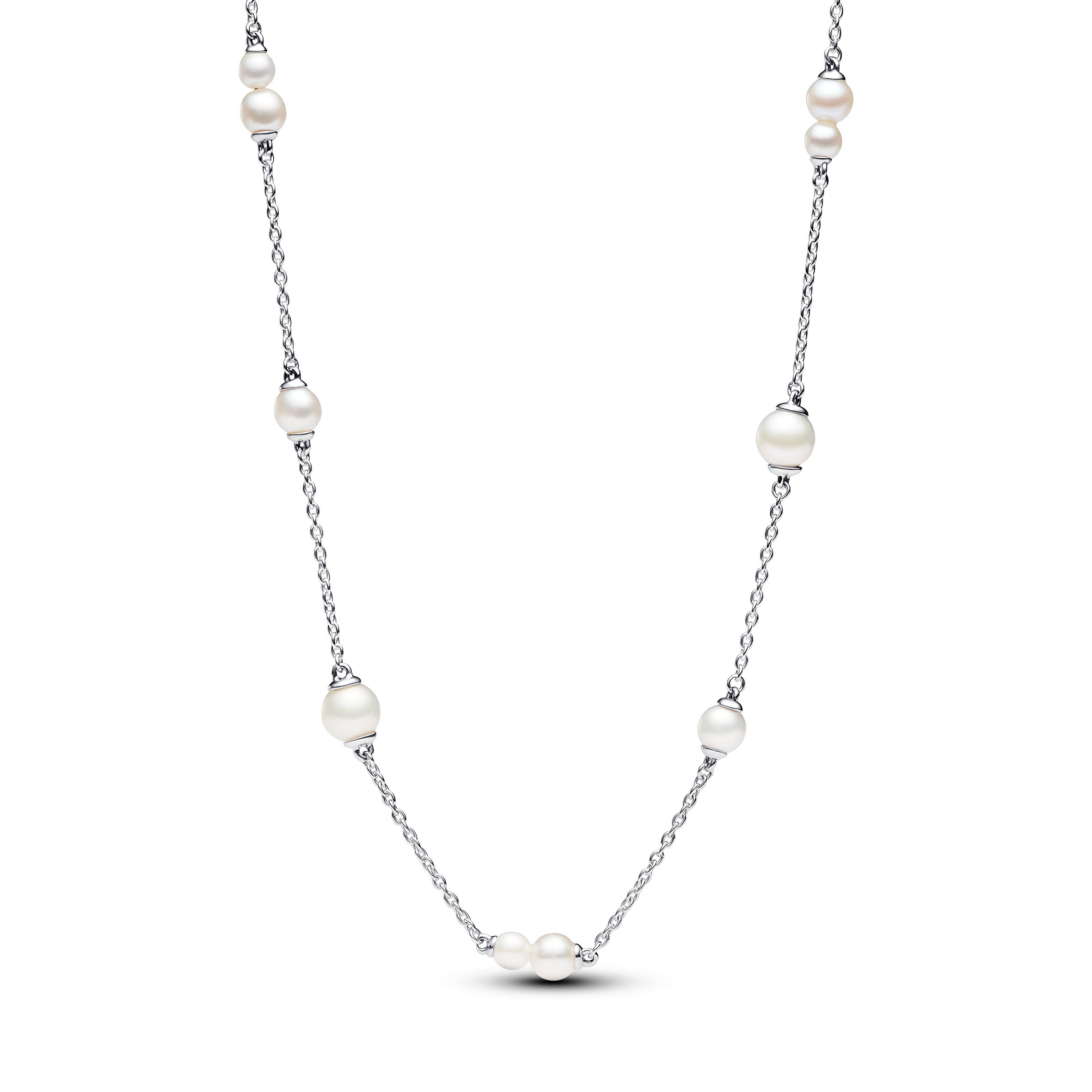 PANDORA Treated Freshwater Cultured Pearl Station Chain Necklace Sterling Silver Necklaces Pendant Necklace Jewelry Gift