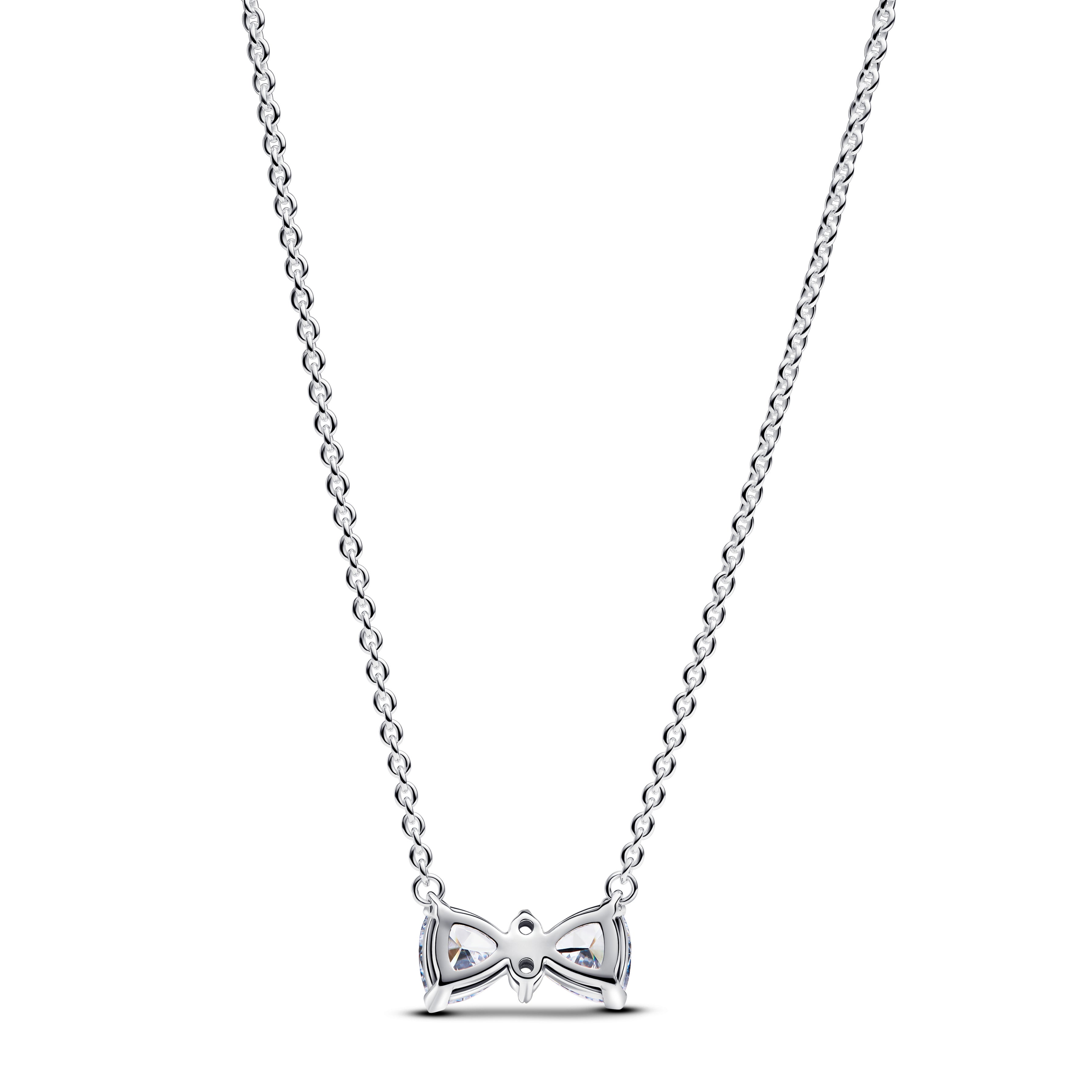 PANDORA Sparkling Bow Necklace Cubic Zirconia Silver Necklaces Pendant Necklace Jewelry Gift