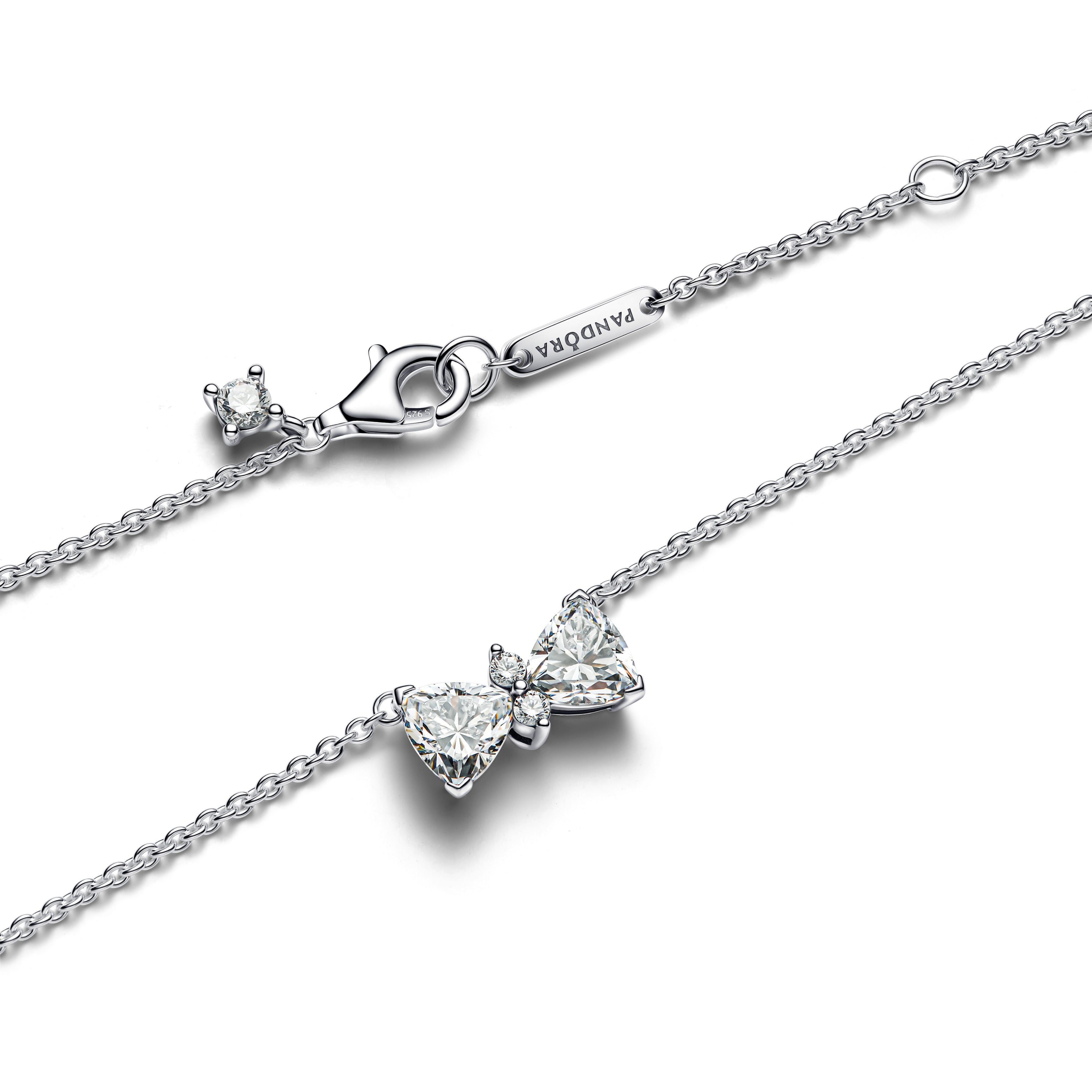 PANDORA Sparkling Bow Necklace Cubic Zirconia Silver Necklaces Pendant Necklace Jewelry Gift