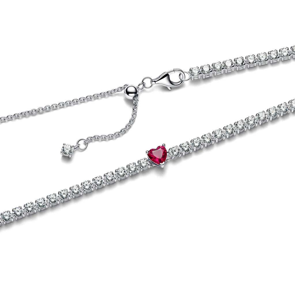 PANDORA Halo Heart Choker Cubic Zirconia Red Colour And Sparkle Necklaces Pendant Necklace Jewelry Gift