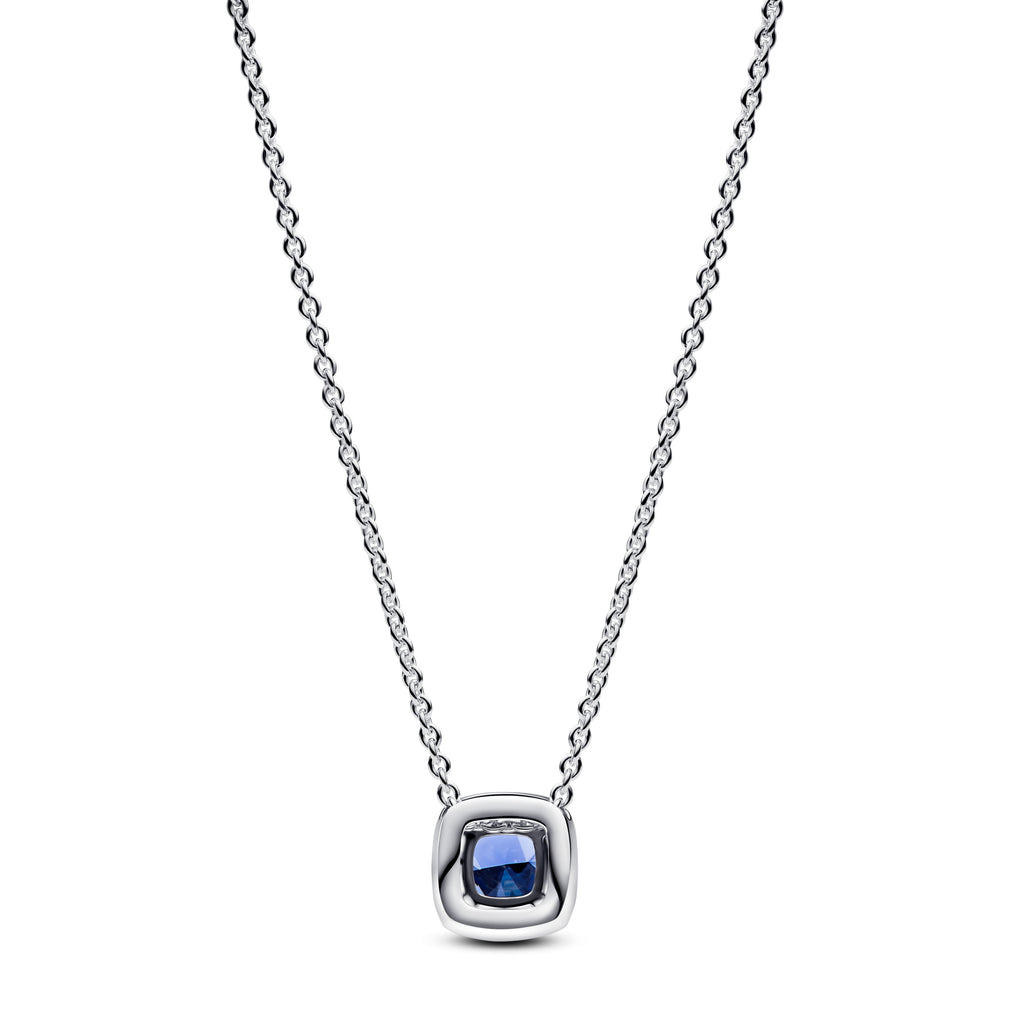 PANDORA Sparkling Square Blue Halo Pendant Necklace Cubic Zirconia Colour And Sparkle Necklaces Jewelry Gift