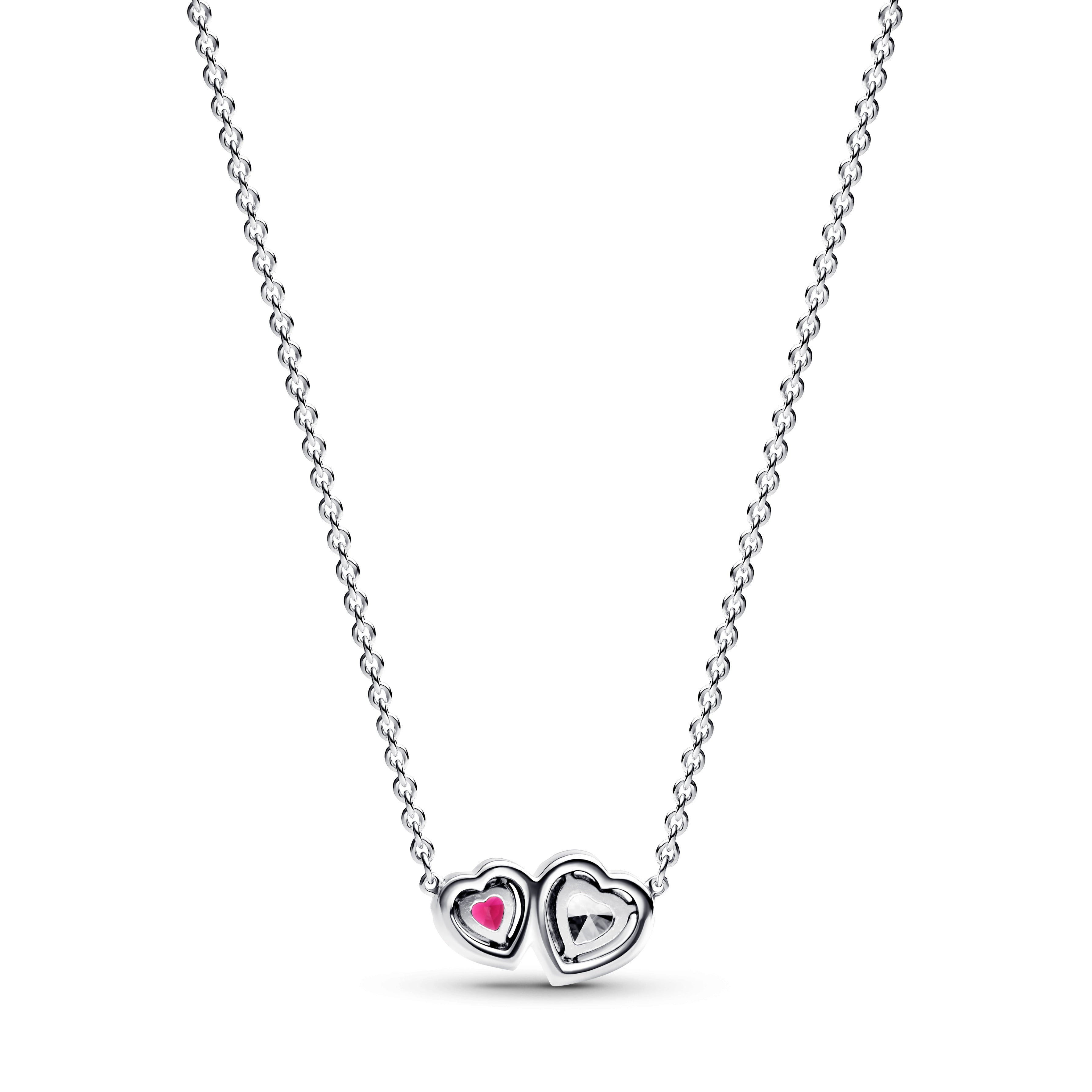 PANDORA Halo Hearts Pendant Necklace Cubic Zirconia Red Necklaces Jewelry Gift