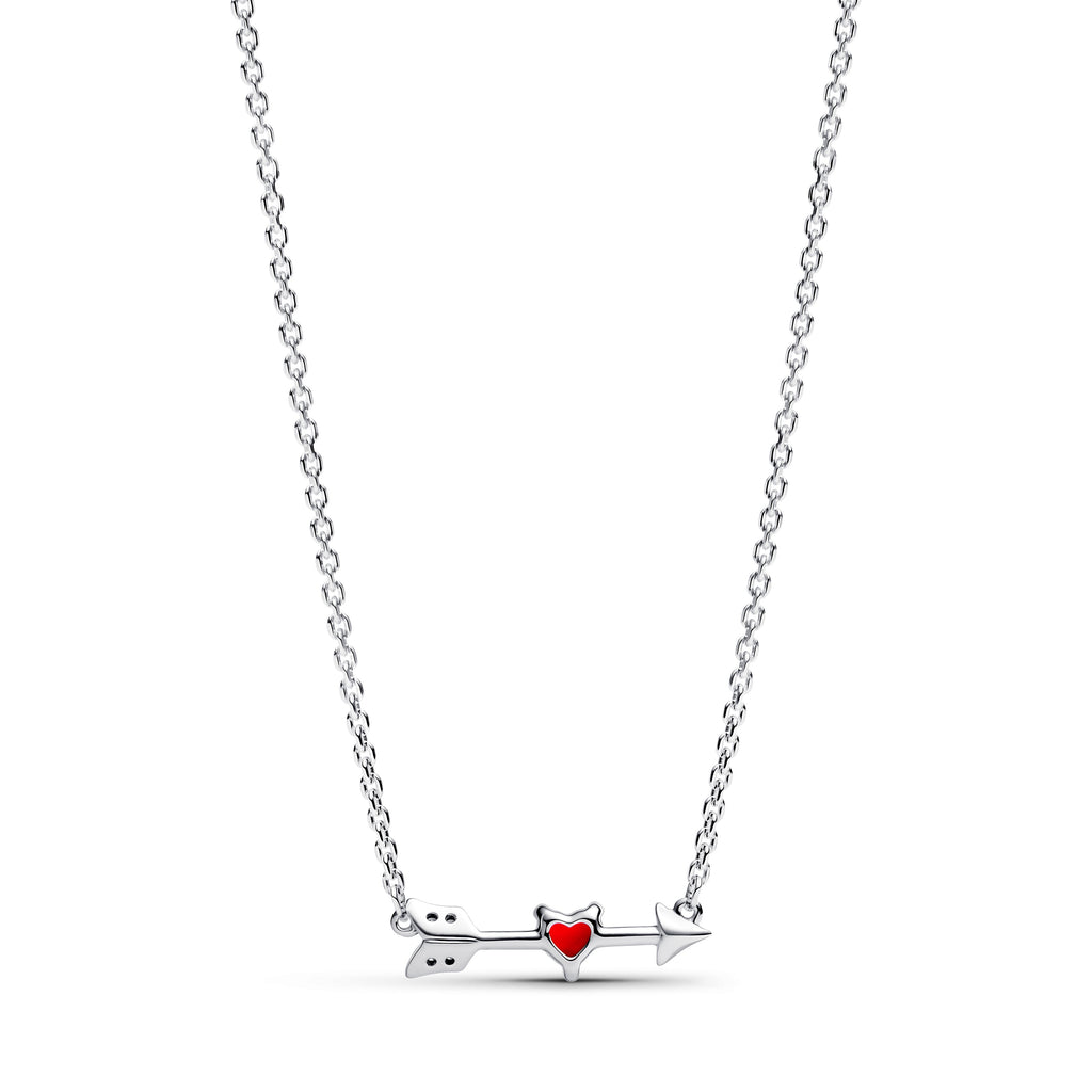 PANDORA Arrow And Murano Glass Heart Necklace Cubic Zirconia Red Arrows Necklaces Pendant Necklace Jewelry Gift