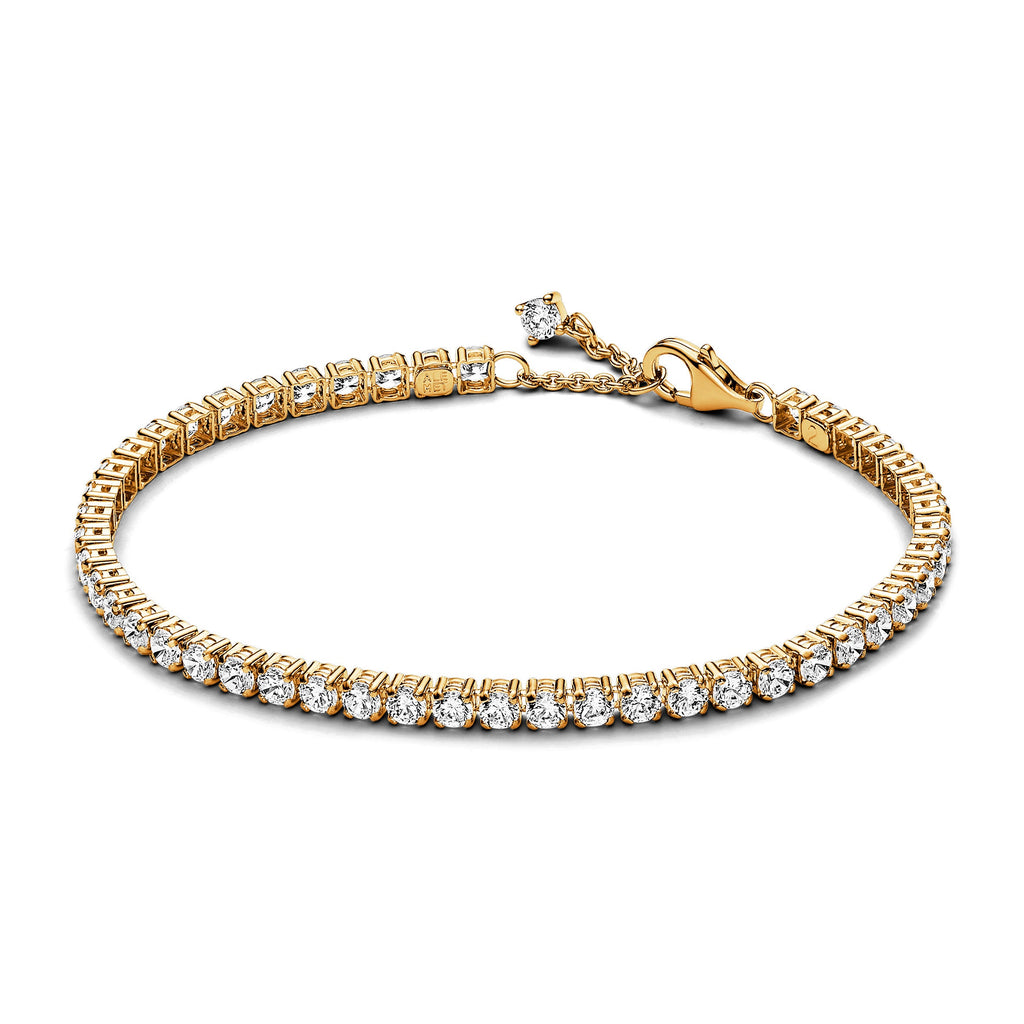 PANDORA Sparkling Tennis Bracelet 14K Gold Plated Unique Metal Blend Weddings Bracelets Chain Bracelet Jewelry Gift