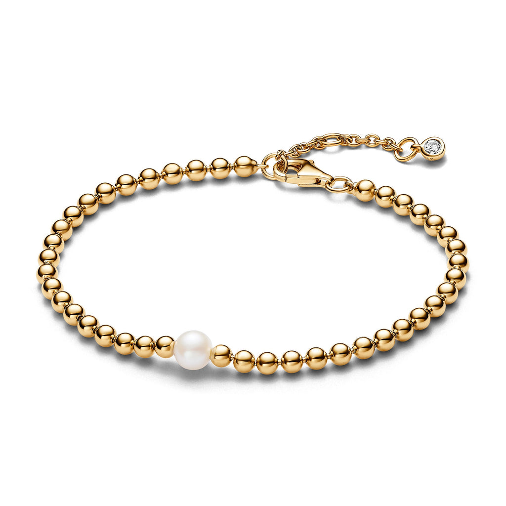 PANDORA Philippines Treated Freshwater Cultured Pearl And Beads Bracelet 14K Gold Plated Unique Metal Blend Weddings Bracelets Chain Bracelet Jewelry