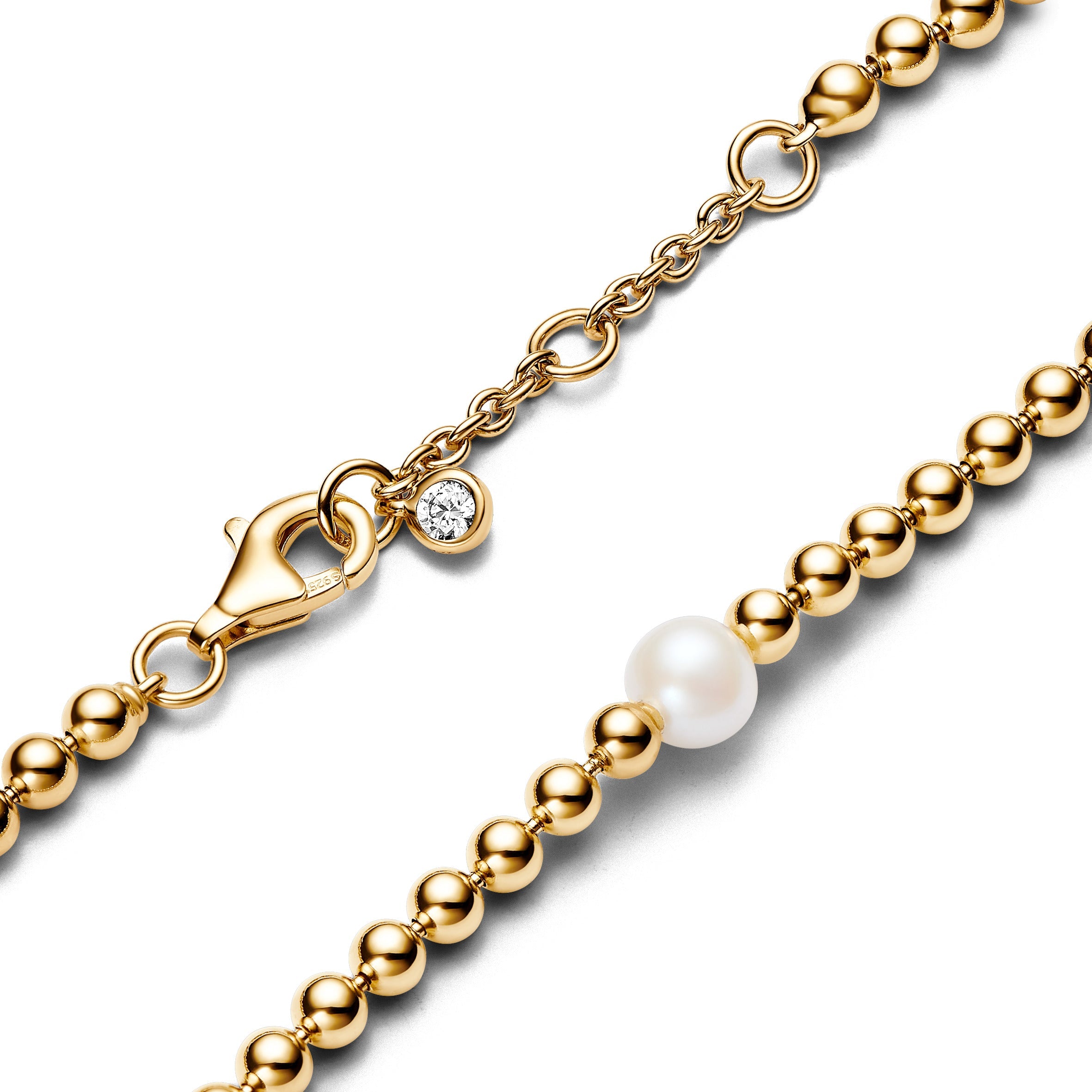 PANDORA Philippines Treated Freshwater Cultured Pearl And Beads Bracelet 14K Gold Plated Unique Metal Blend Weddings Bracelets Chain Bracelet Jewelry