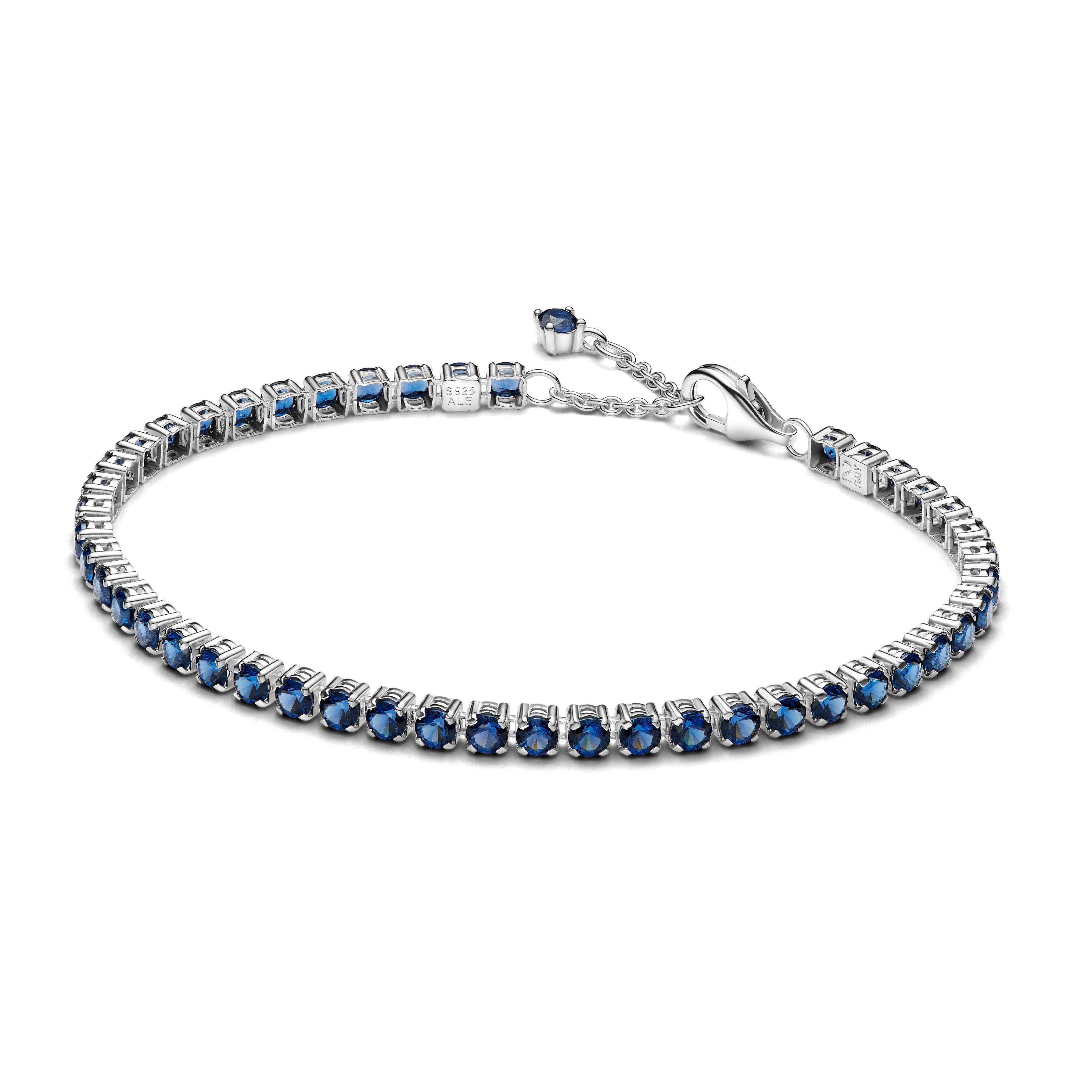 PANDORA Sparkling Blue Tennis Bracelet Cubic Zirconia Colour And Sparkle Bracelets Chain Bracelet Jewelry Gift